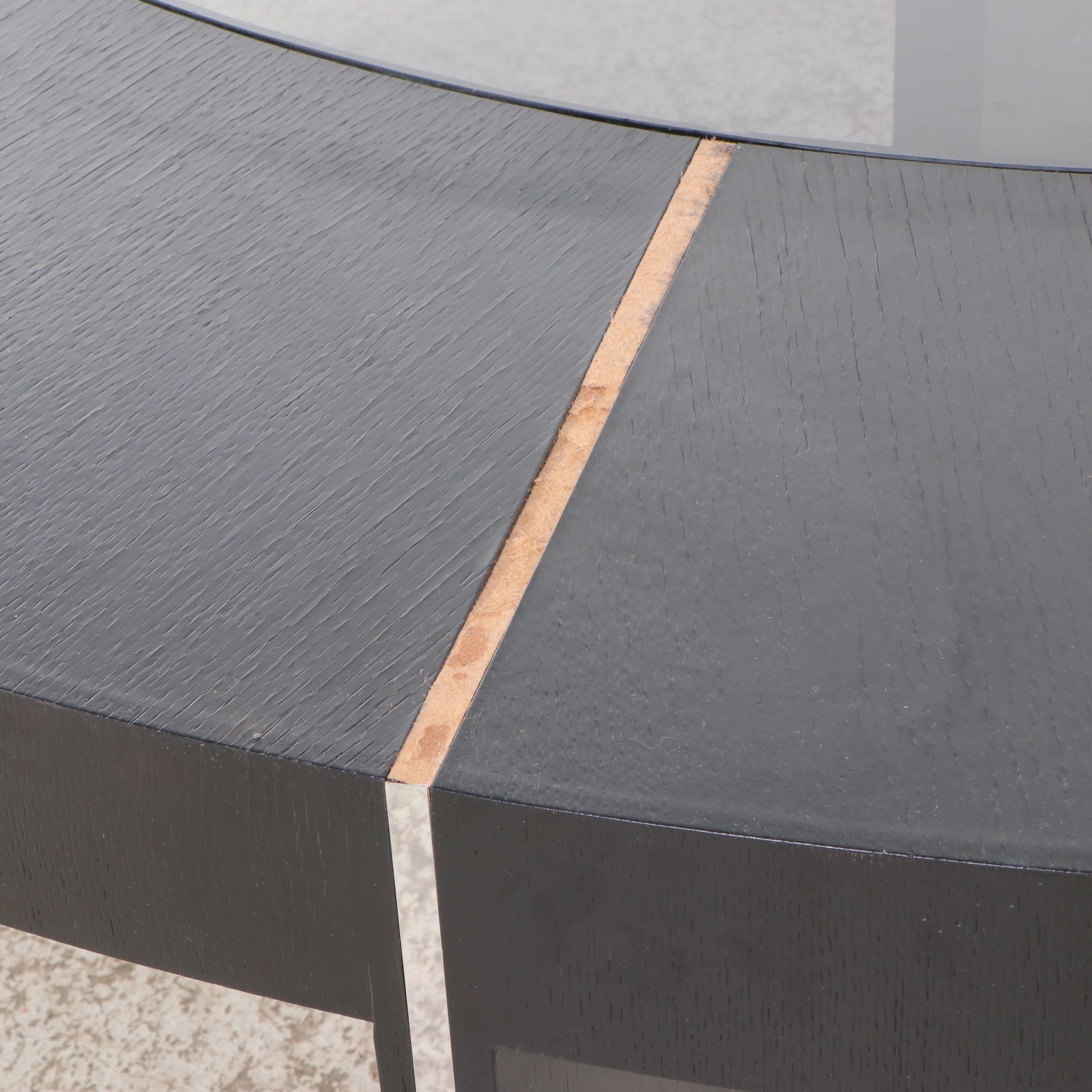 Contemporary Modern Ebonized Wood Coffee Table with Inlaid Glass Top