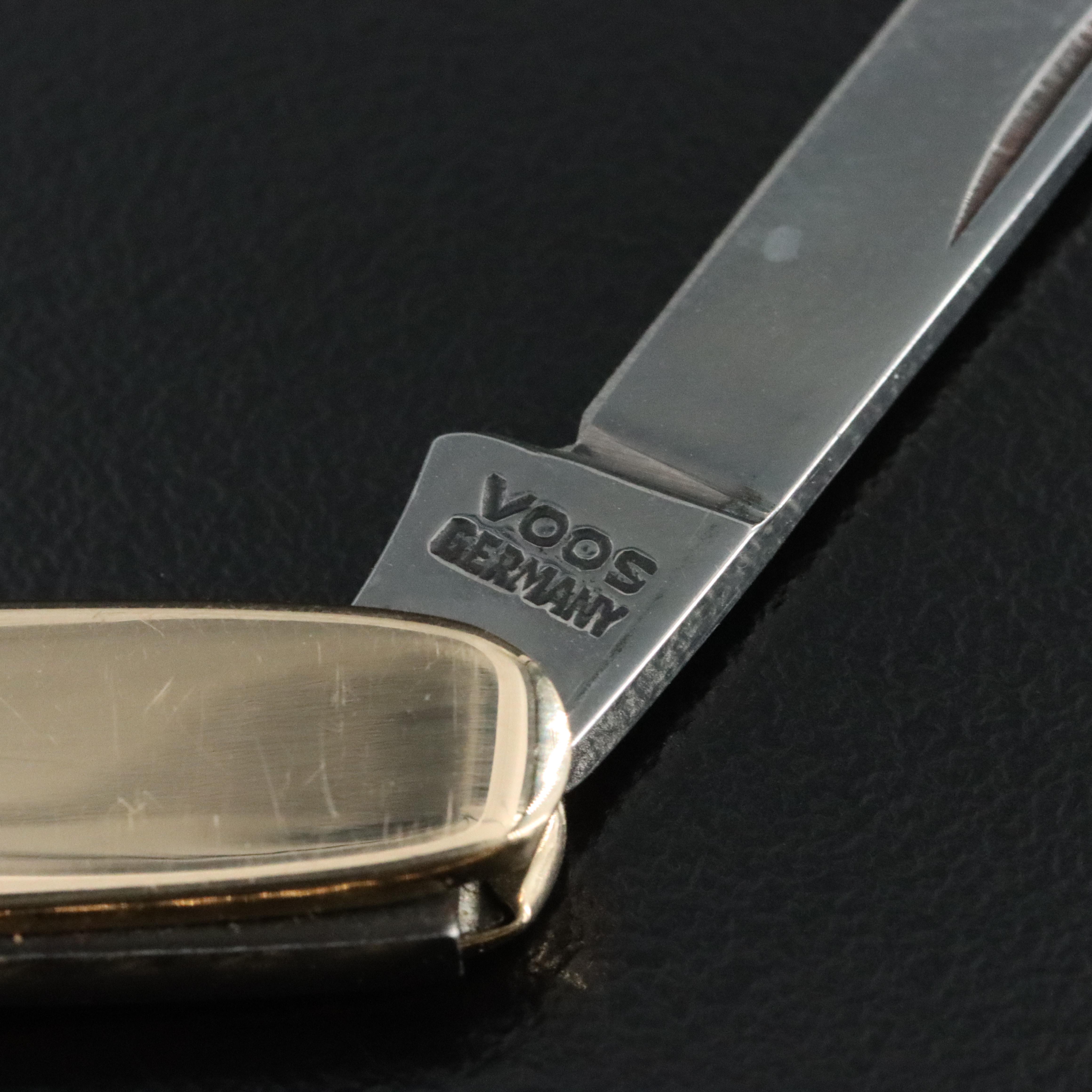 14K Knife Pendant on Curb Watch Chain