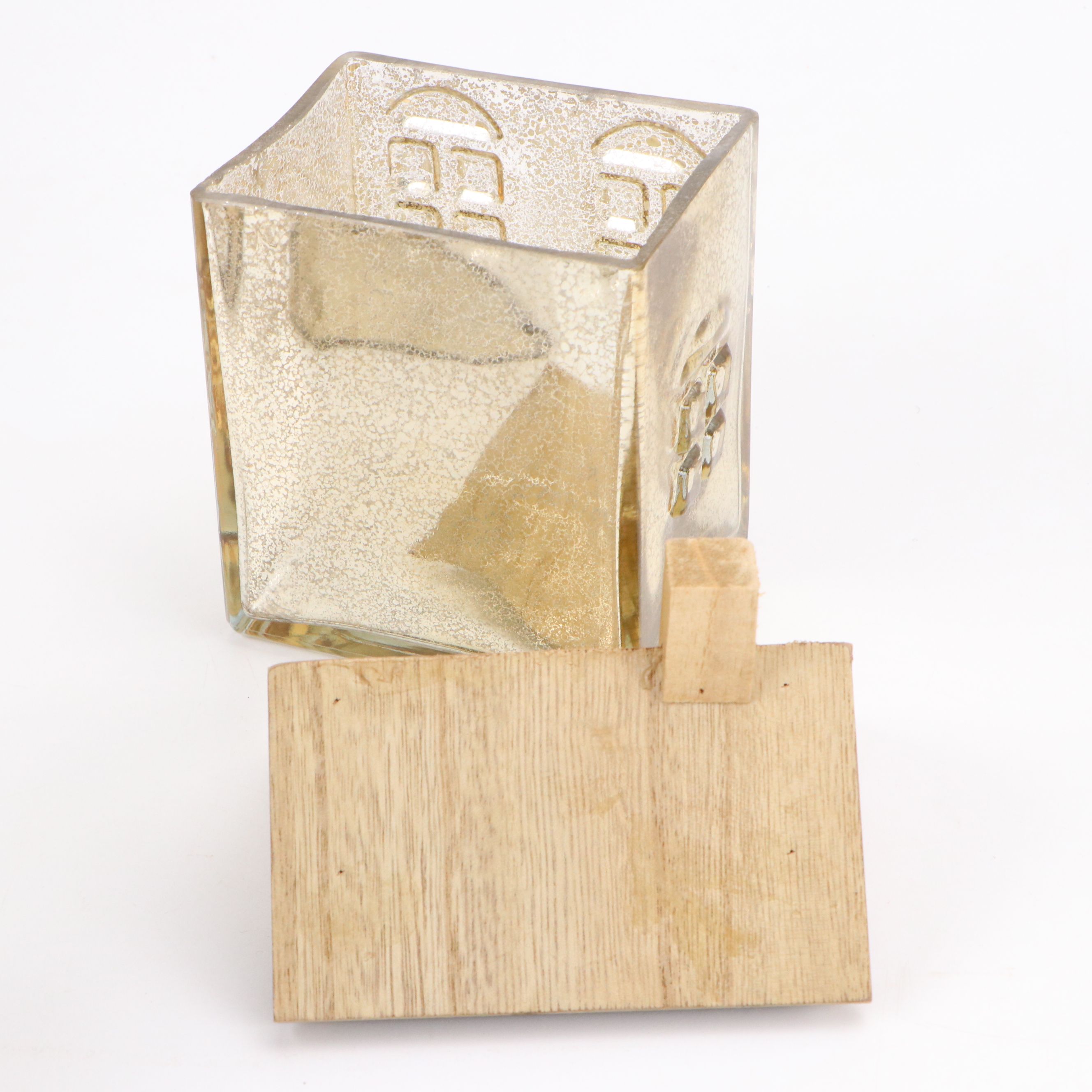 Set of Mercury Glass and Wood House Shaped Boxes