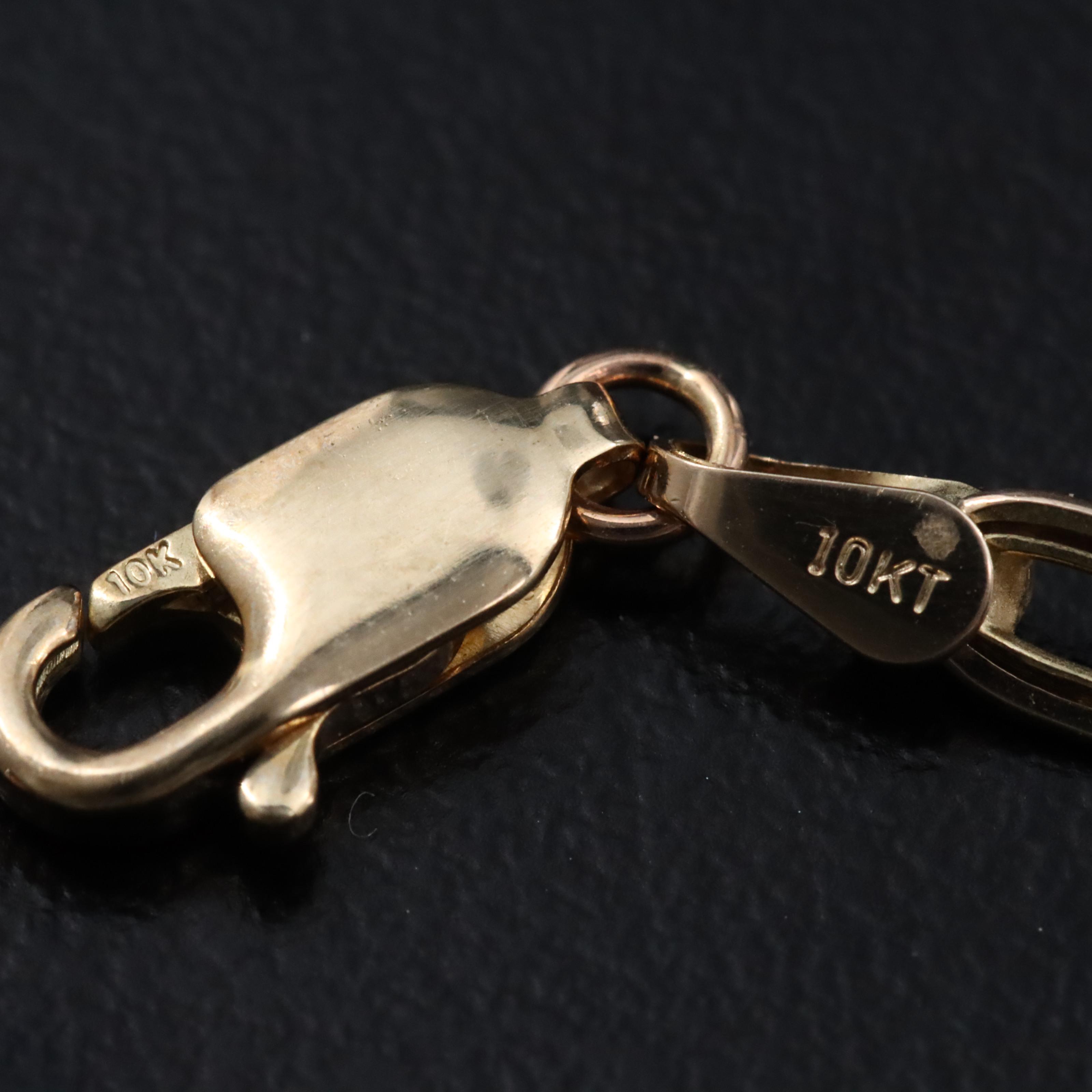 10K Paper Clip Chain Bracelet with Diamond-Cut Accents