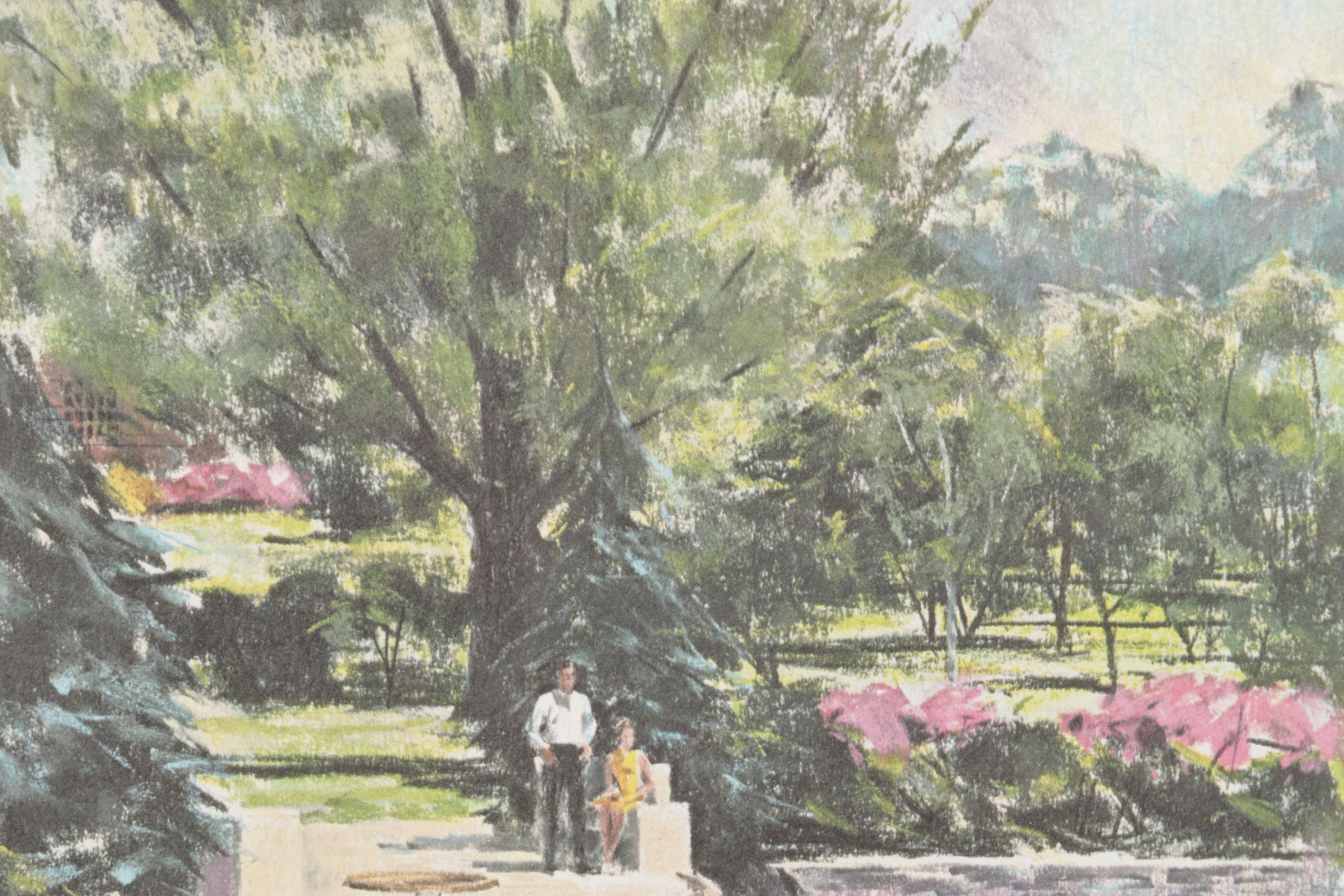 Offset Lithograph After R. Childress "Mirror Lake - Ohio State University", 1969