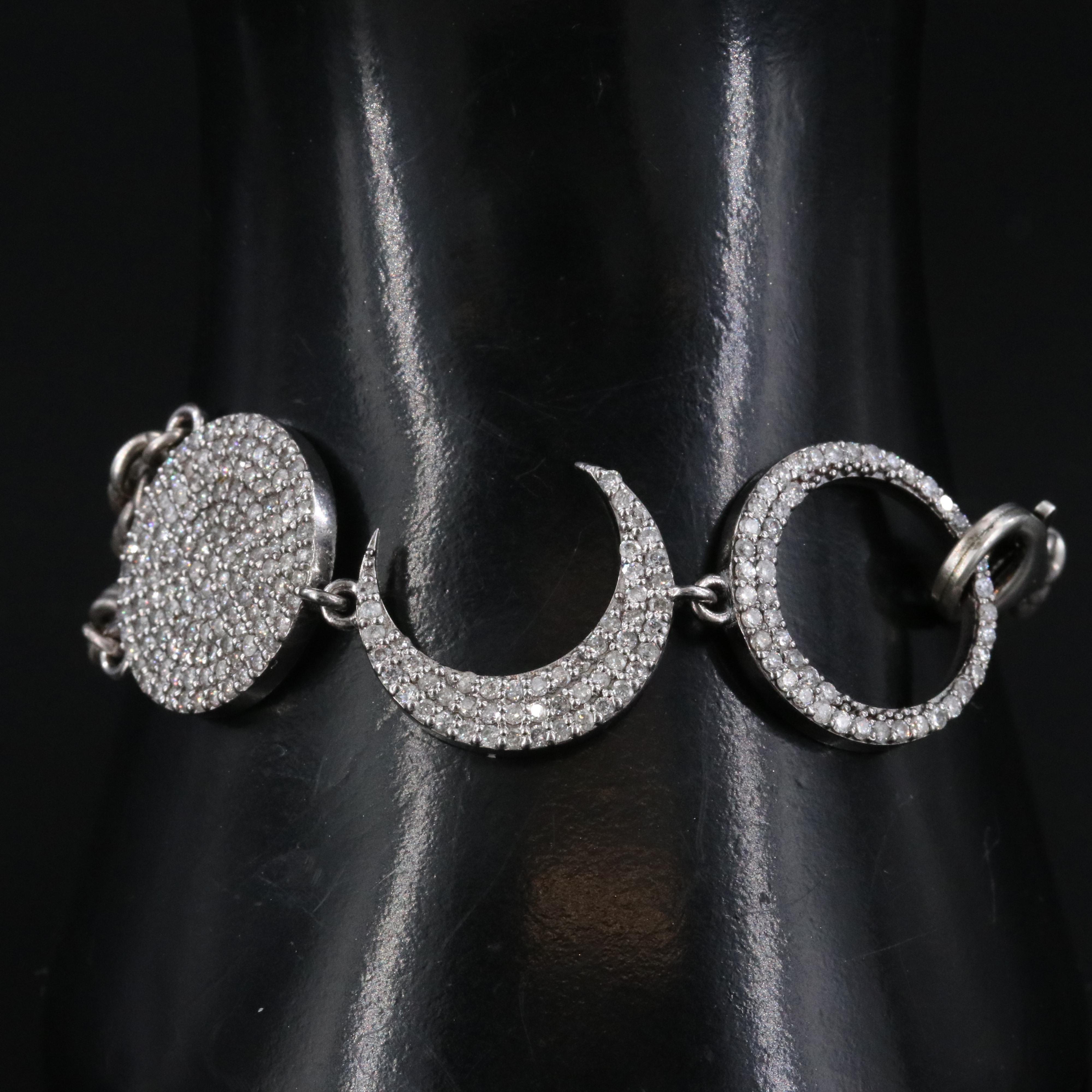 Sheryl Lowe Sterling Diamond Bracelet with Crescent Moon Detail