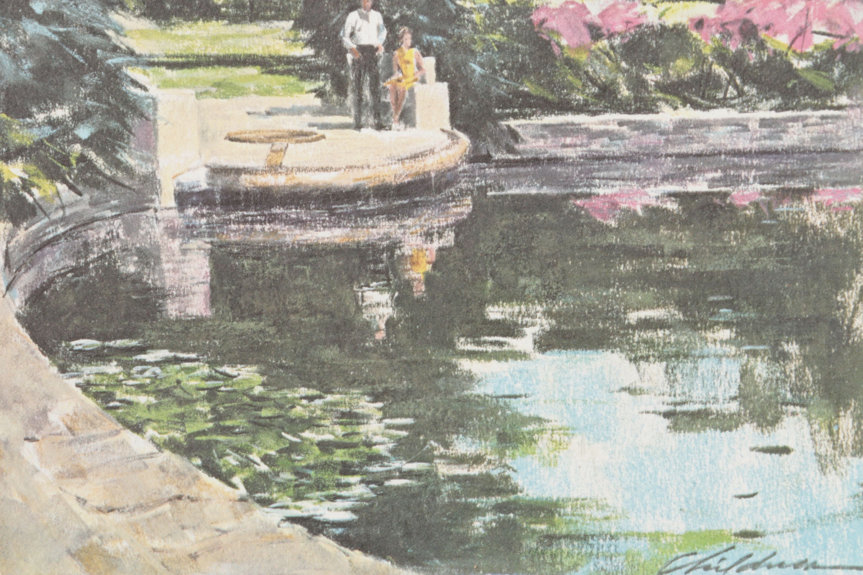 Offset Lithograph After R. Childress "Mirror Lake - Ohio State University", 1969