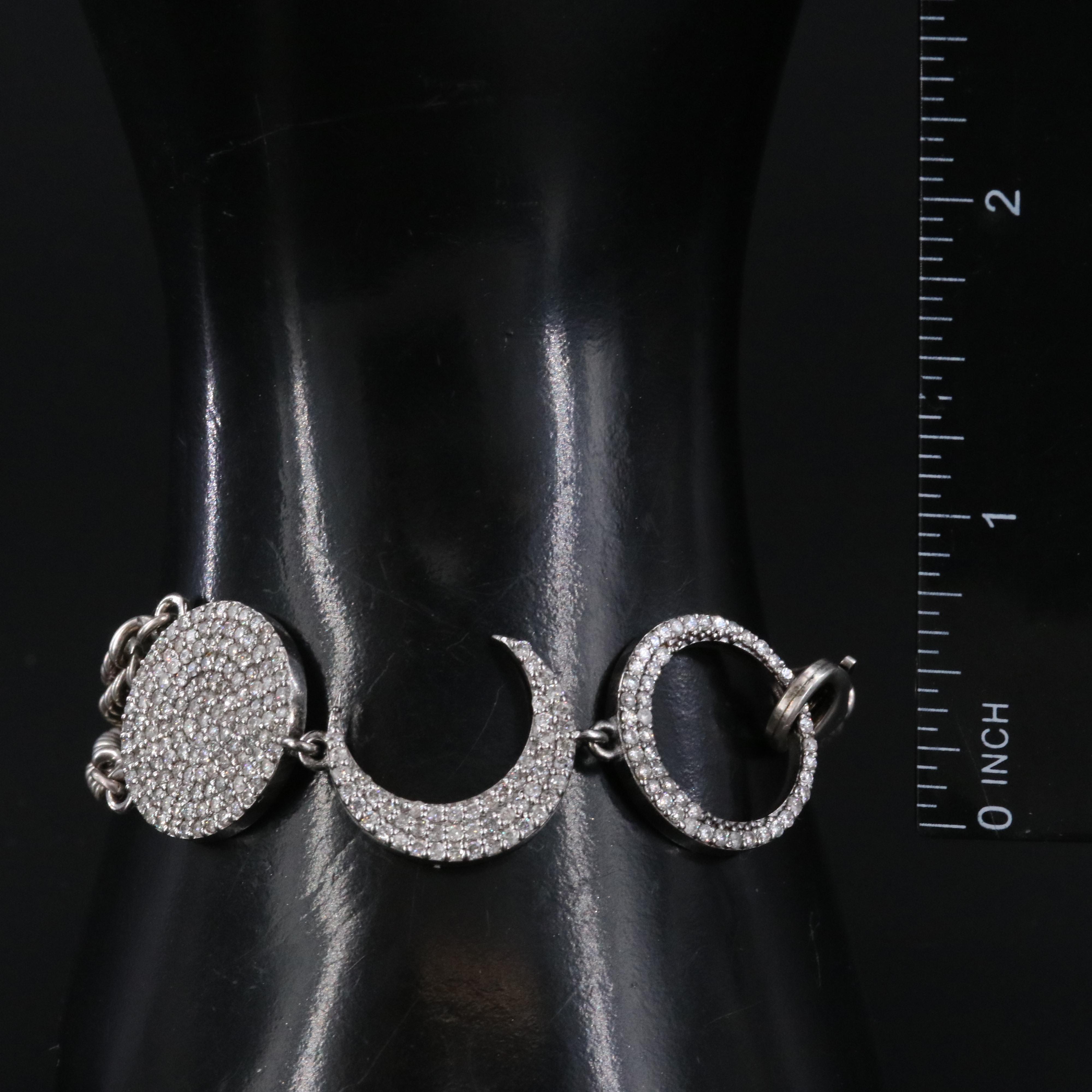Sheryl Lowe Sterling Diamond Bracelet with Crescent Moon Detail