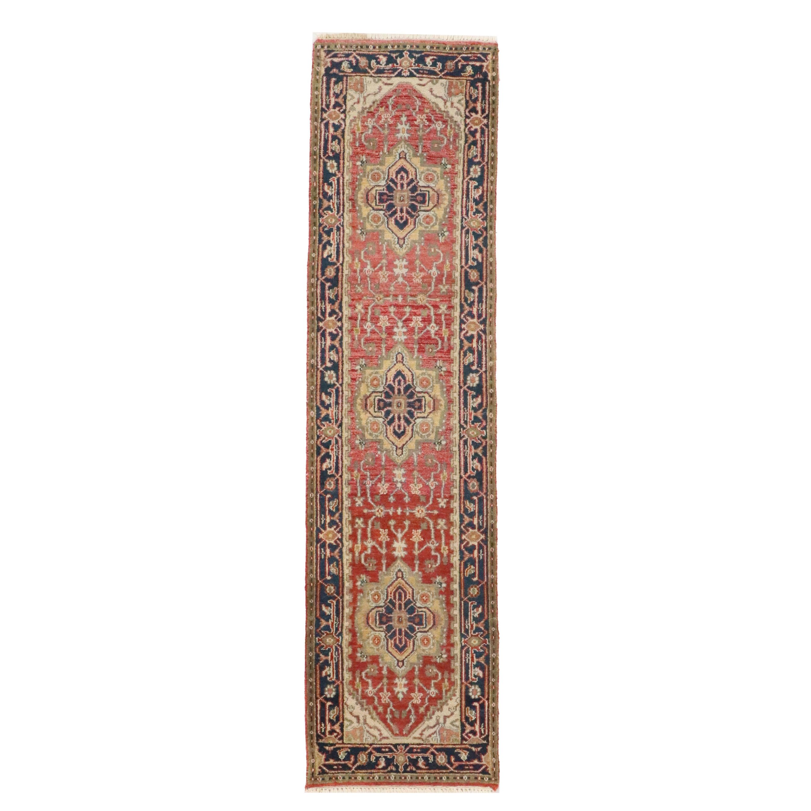 2'7 x 10'4 Hand-Knotted Indo-Persian Serapi Carpet Runner