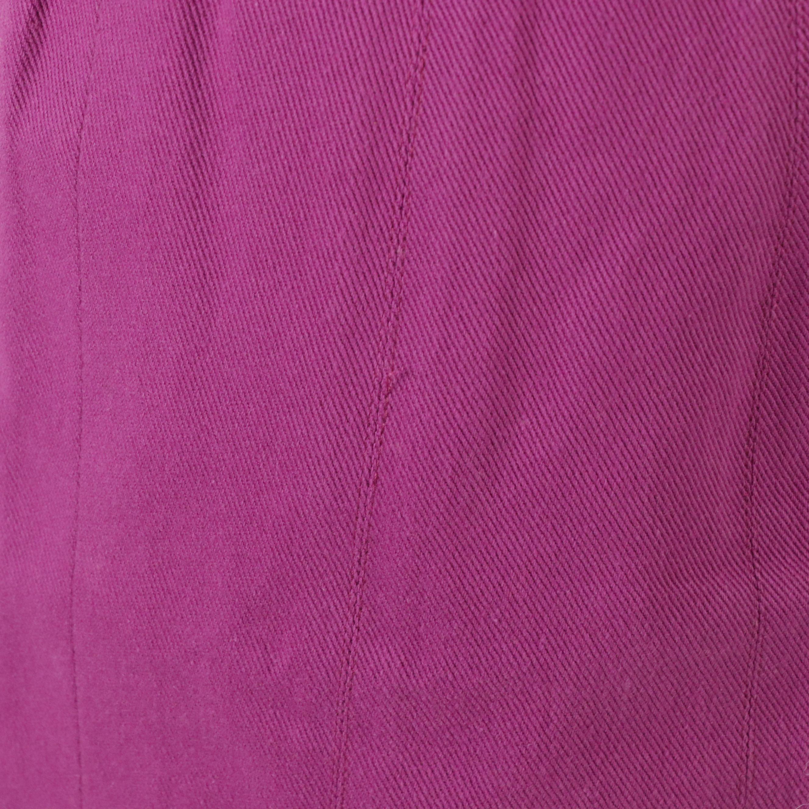 Karl Lagerfeld Tailored Magenta Denim Lapel-Collar Skirt Suit, 1990s