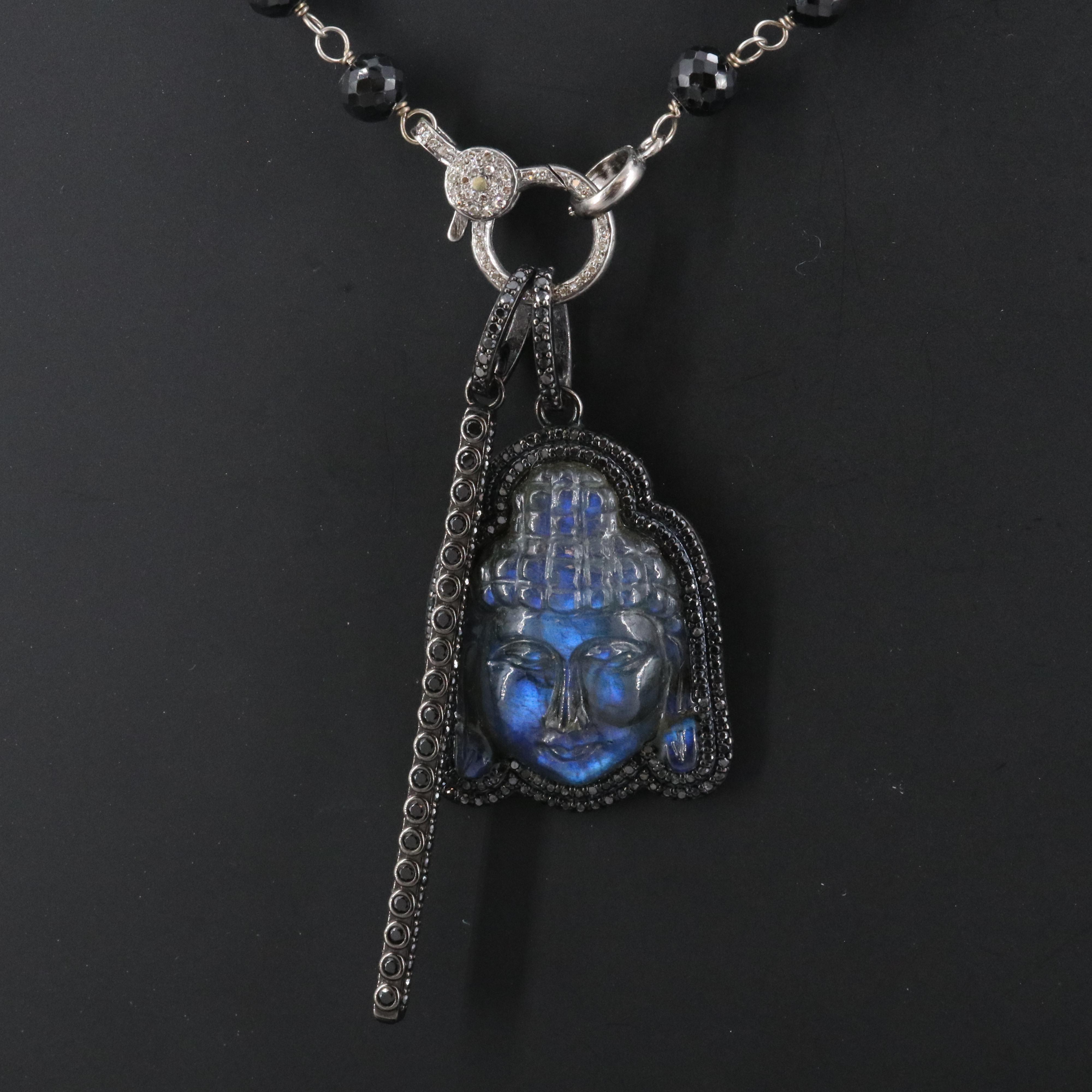 Sheryl Lowe Gemstone Buddha and Bar Pendant Necklace