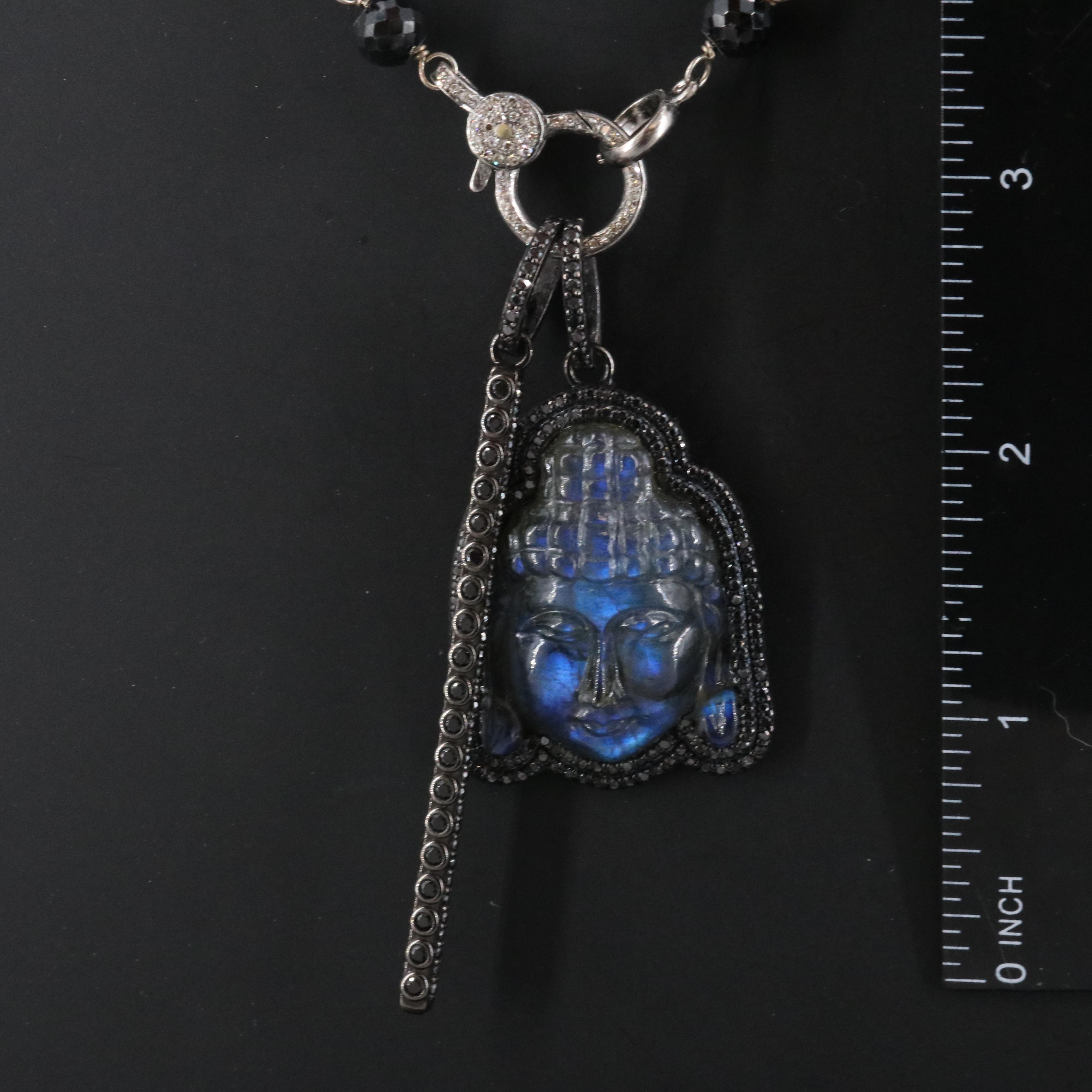 Sheryl Lowe Gemstone Buddha and Bar Pendant Necklace