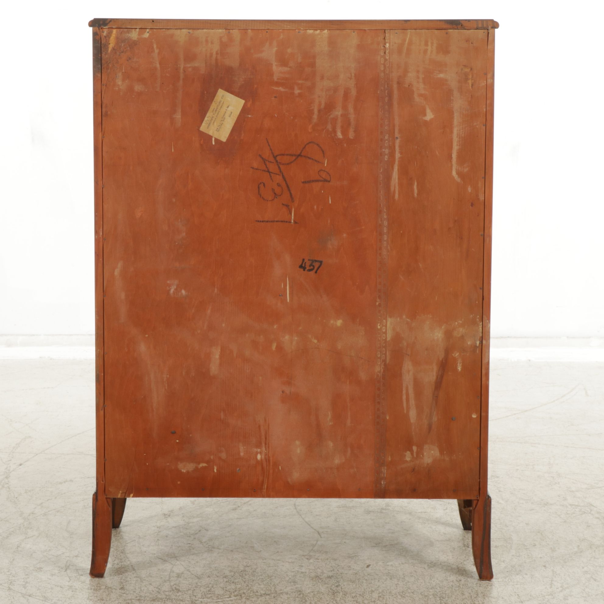 Hibriten Mahogany Bow Front Chest of Drawers, Mid-20th Century