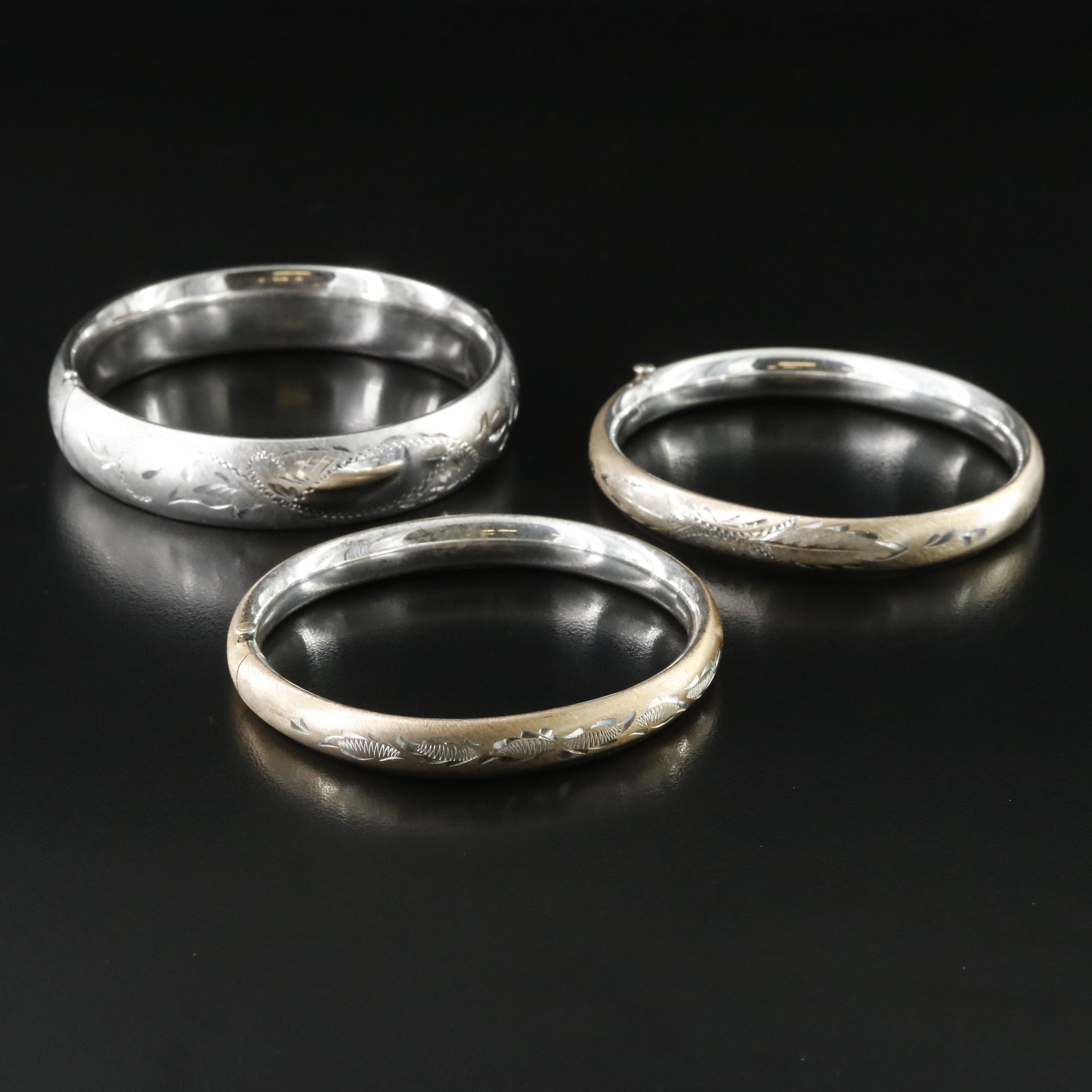 Vintage Sterling Etched Bangles