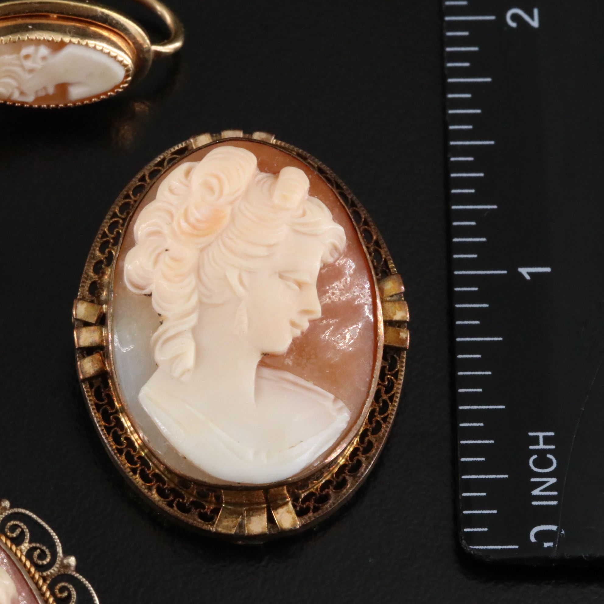 Vintage Gold-Filled and 900 Silver Shell Cameo Jewelry Collection
