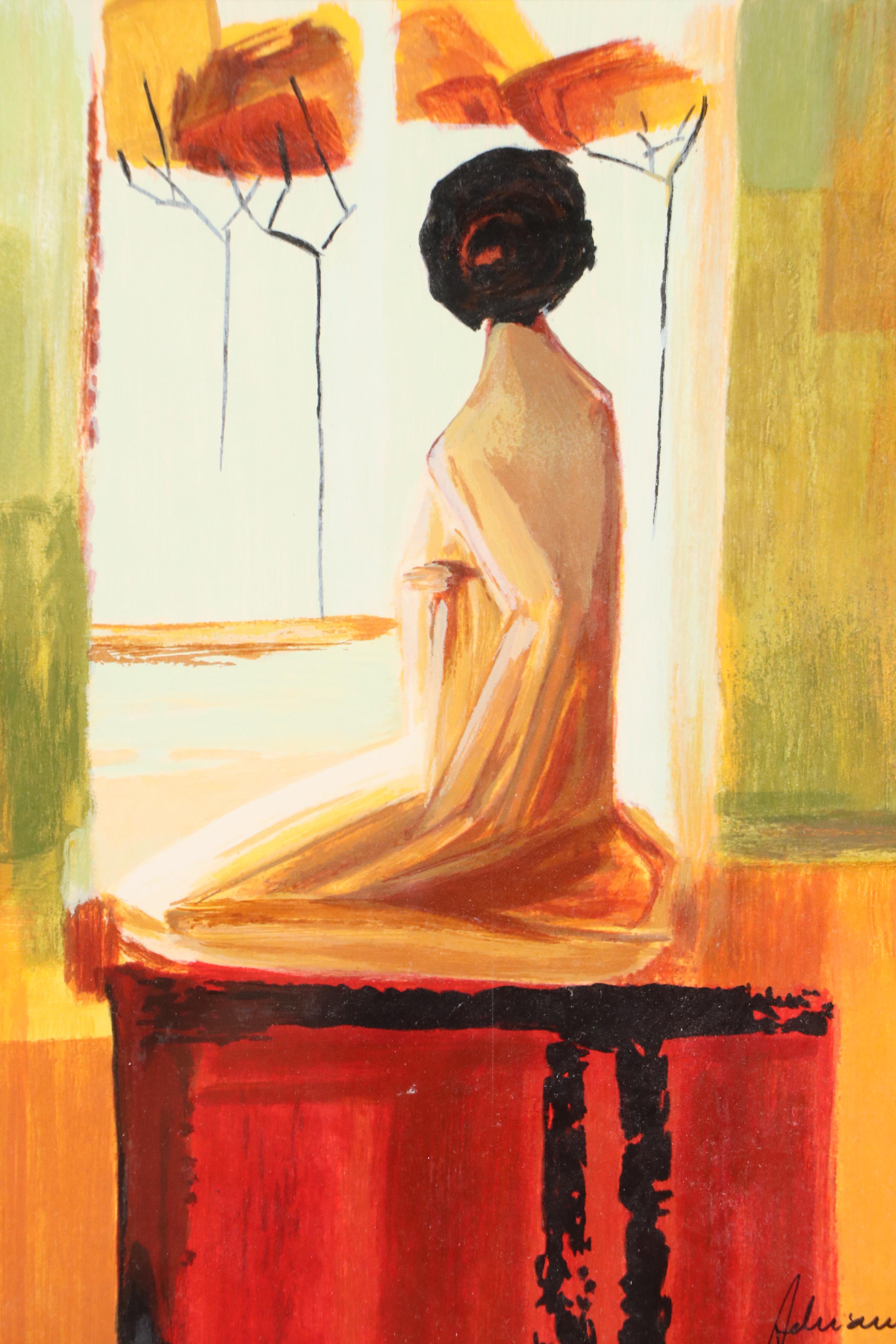 Adriana Naveh Serigraph "Contemplation," Late 20th Century