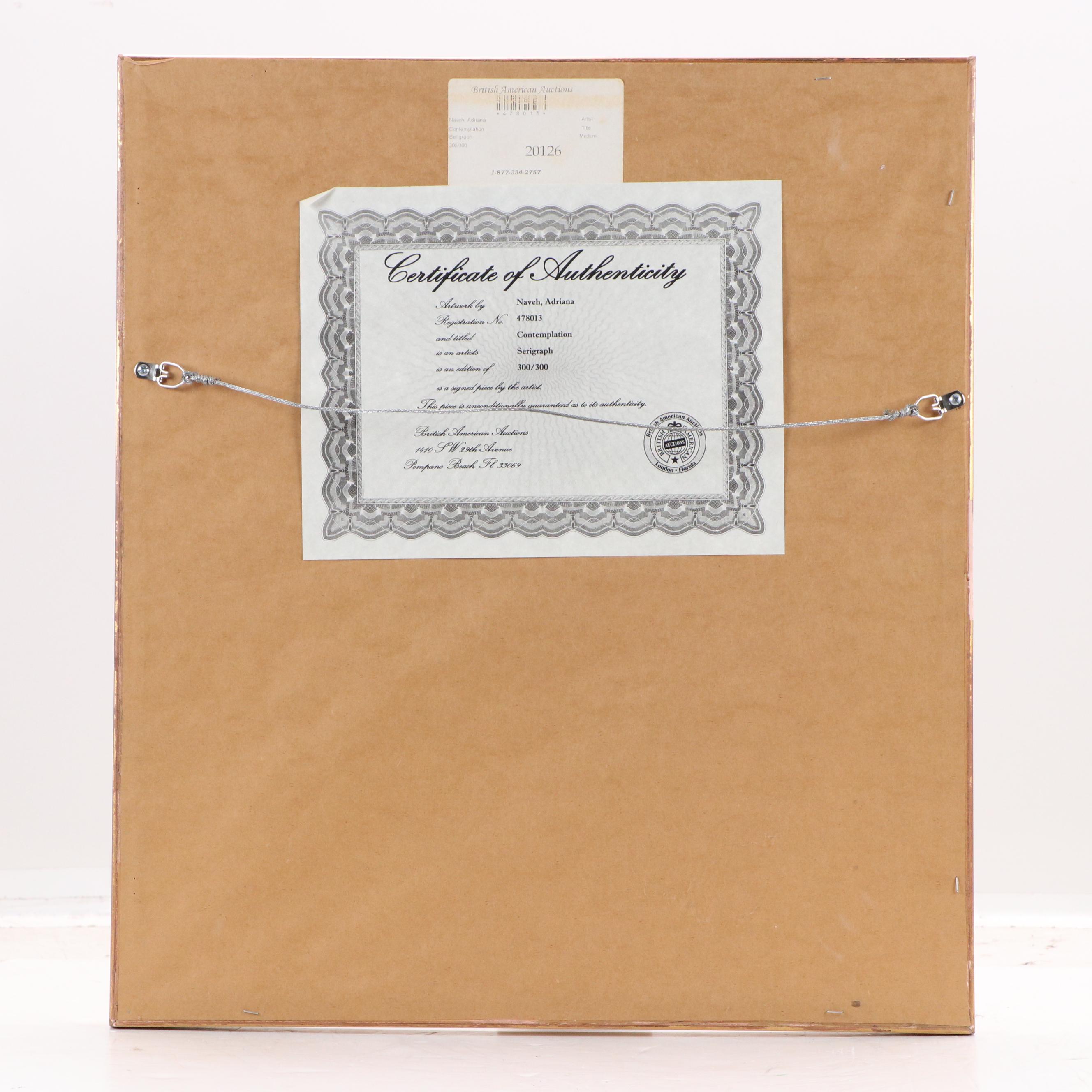 Adriana Naveh Serigraph "Contemplation," Late 20th Century