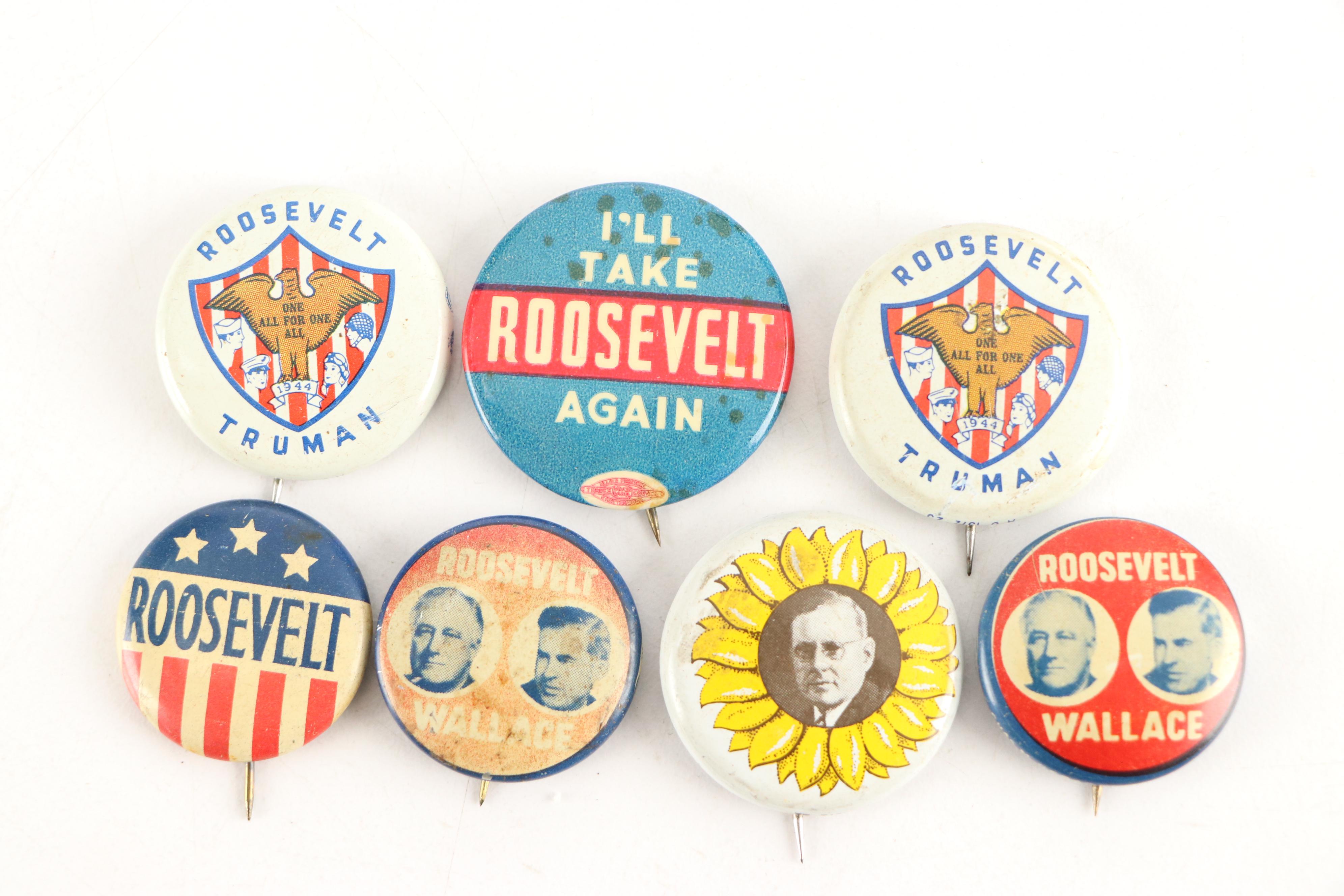 Franklin Roosevelt, Harry Truman, and Other Political Pinbacks