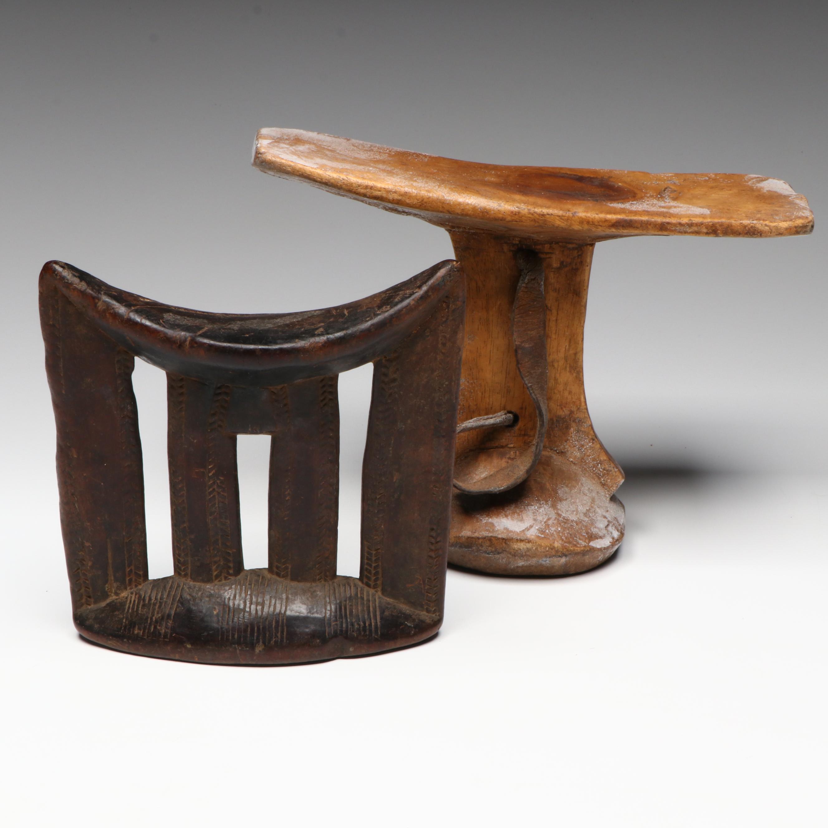 East African Hand-Carved Wood Headrests