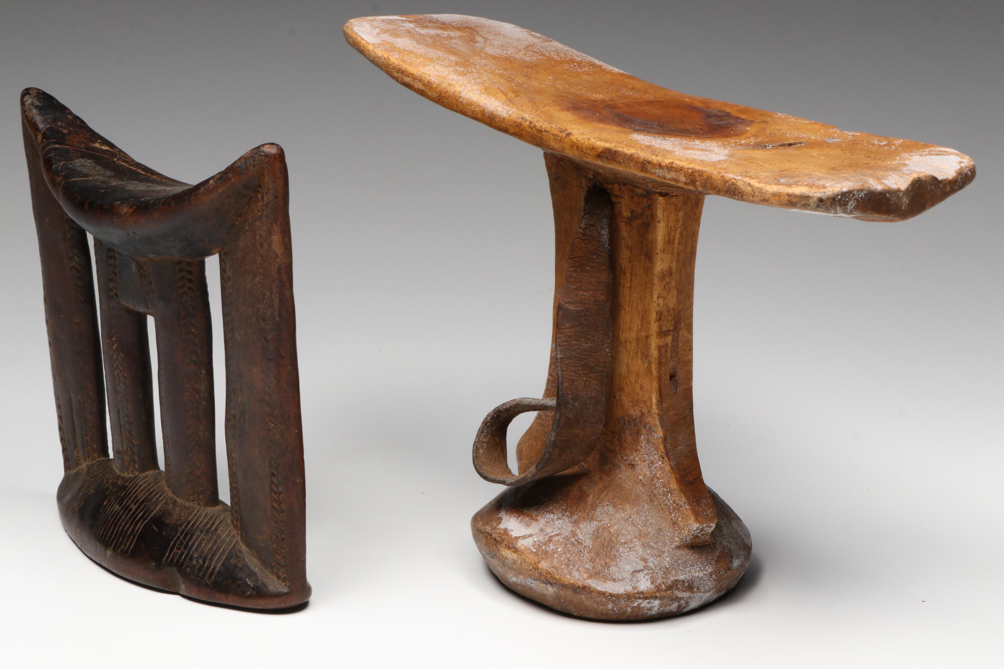 East African Hand-Carved Wood Headrests