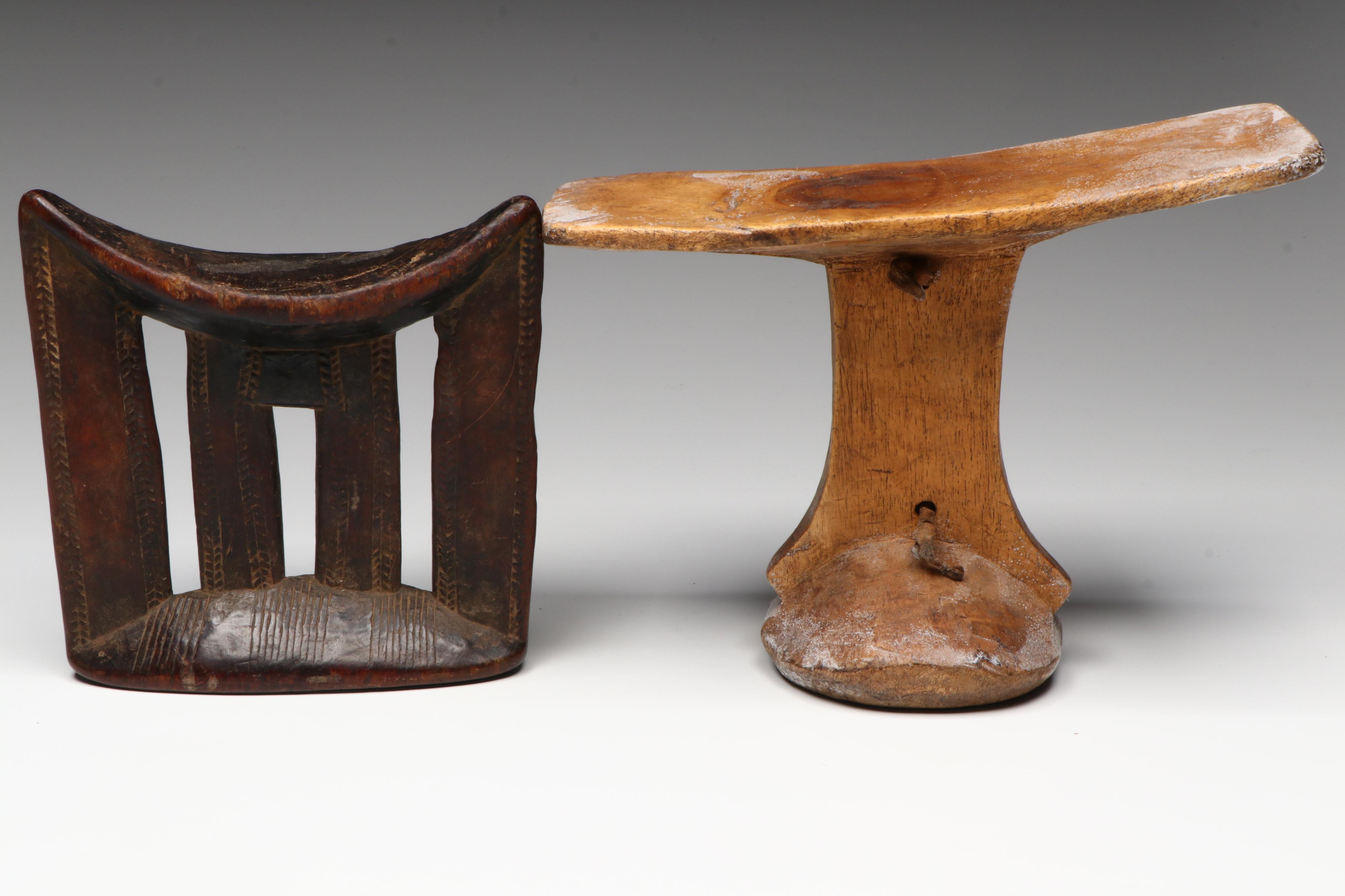 East African Hand-Carved Wood Headrests