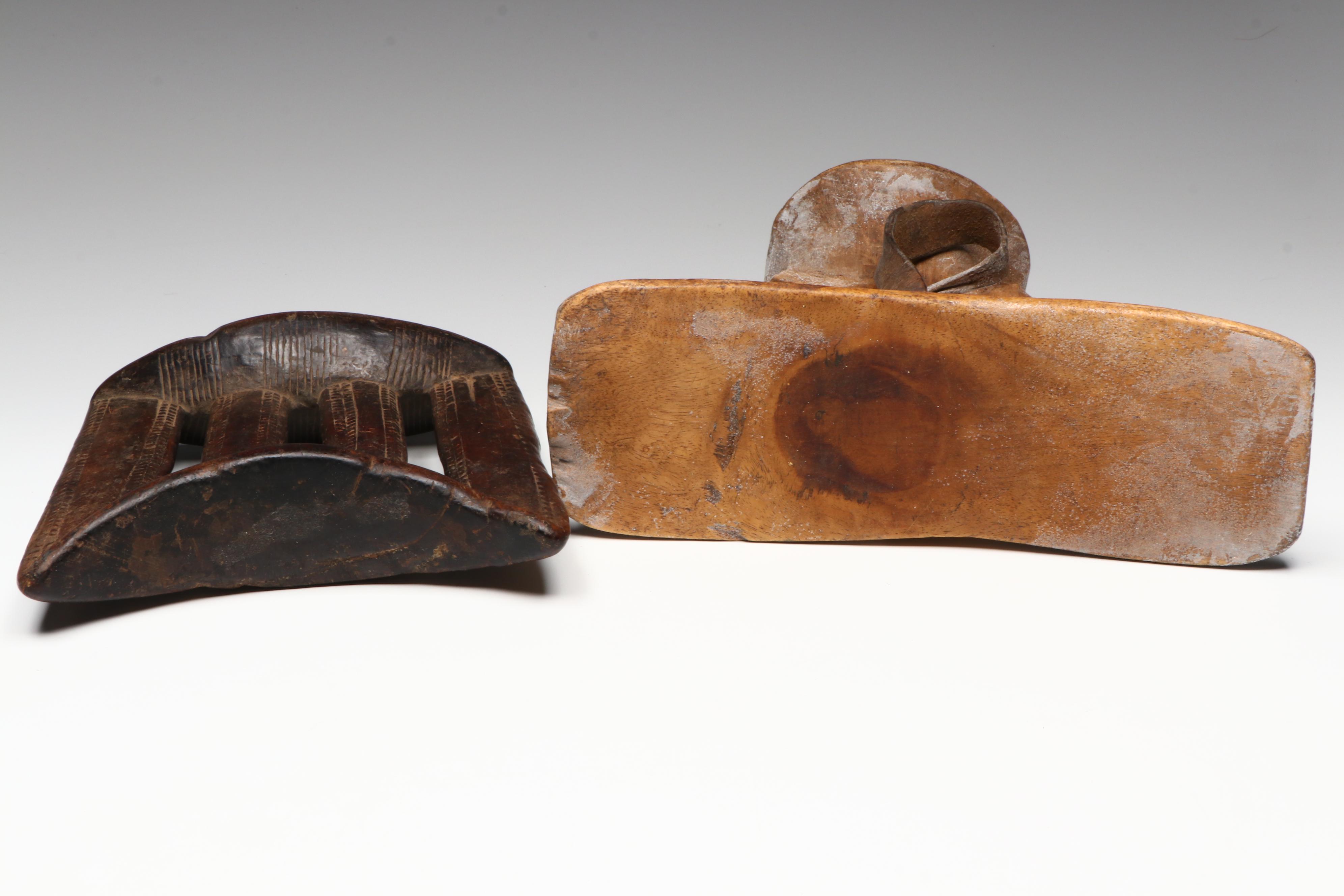 East African Hand-Carved Wood Headrests