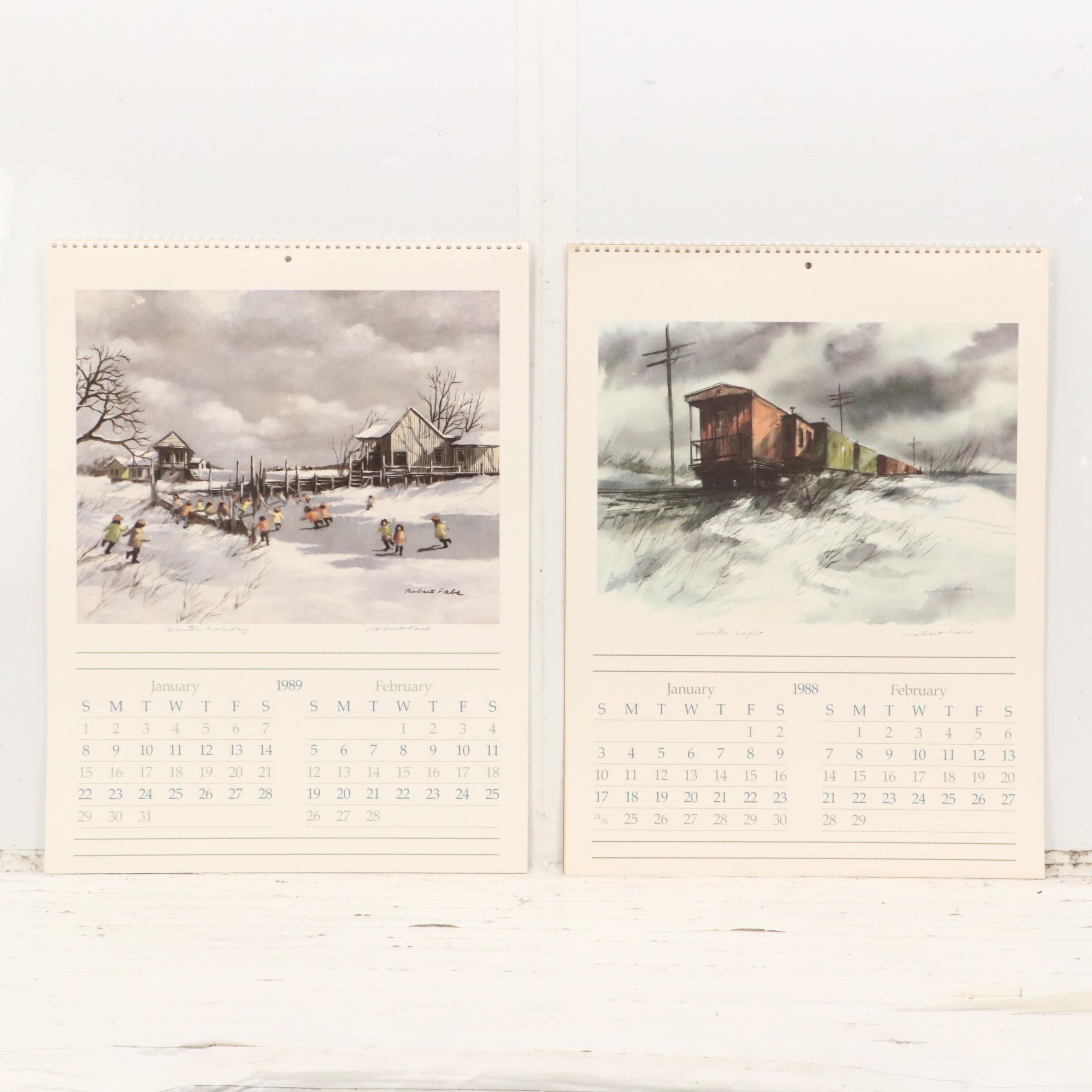 Robert Fabe Offset Lithograph Calendars for 1988 and 1989
