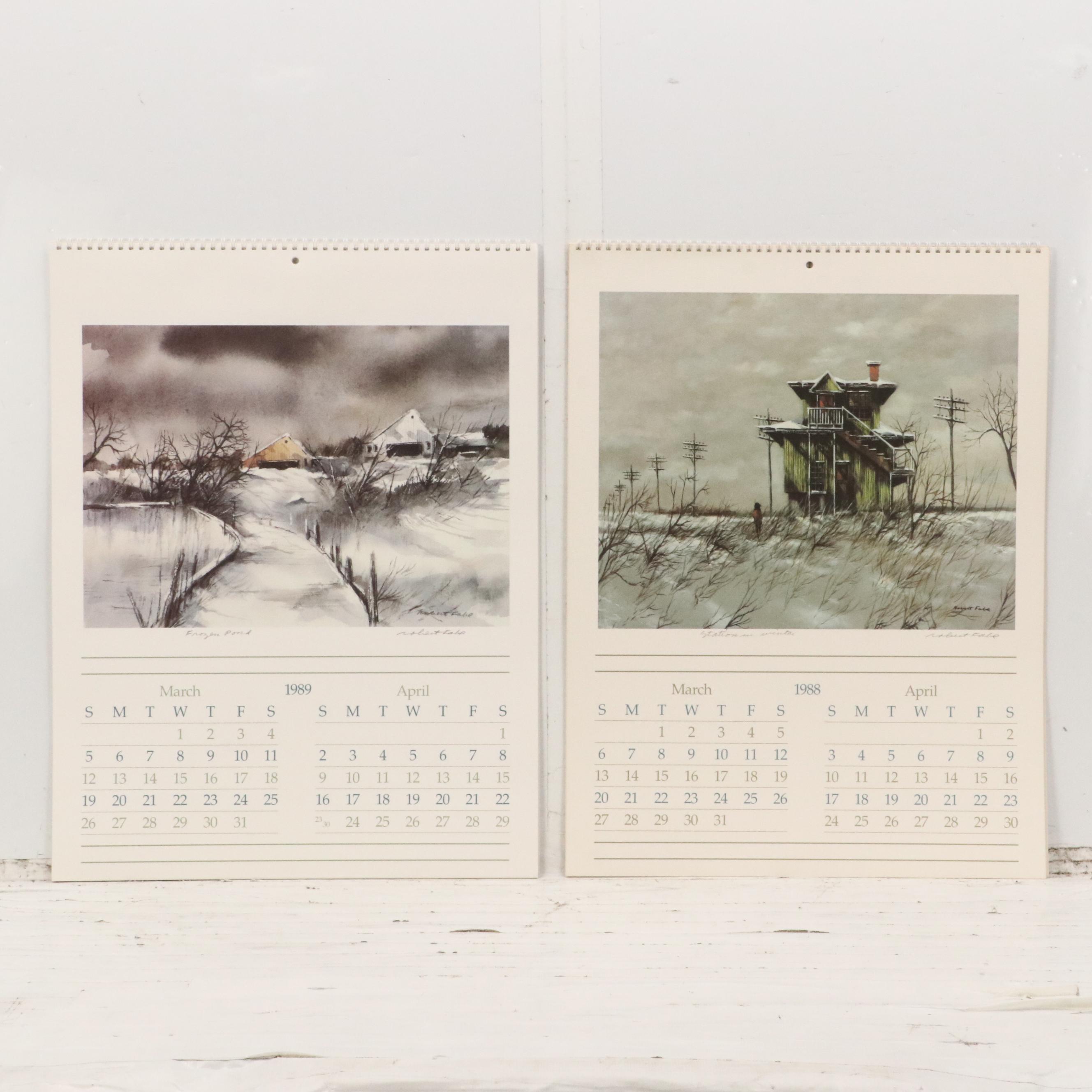 Robert Fabe Offset Lithograph Calendars for 1988 and 1989