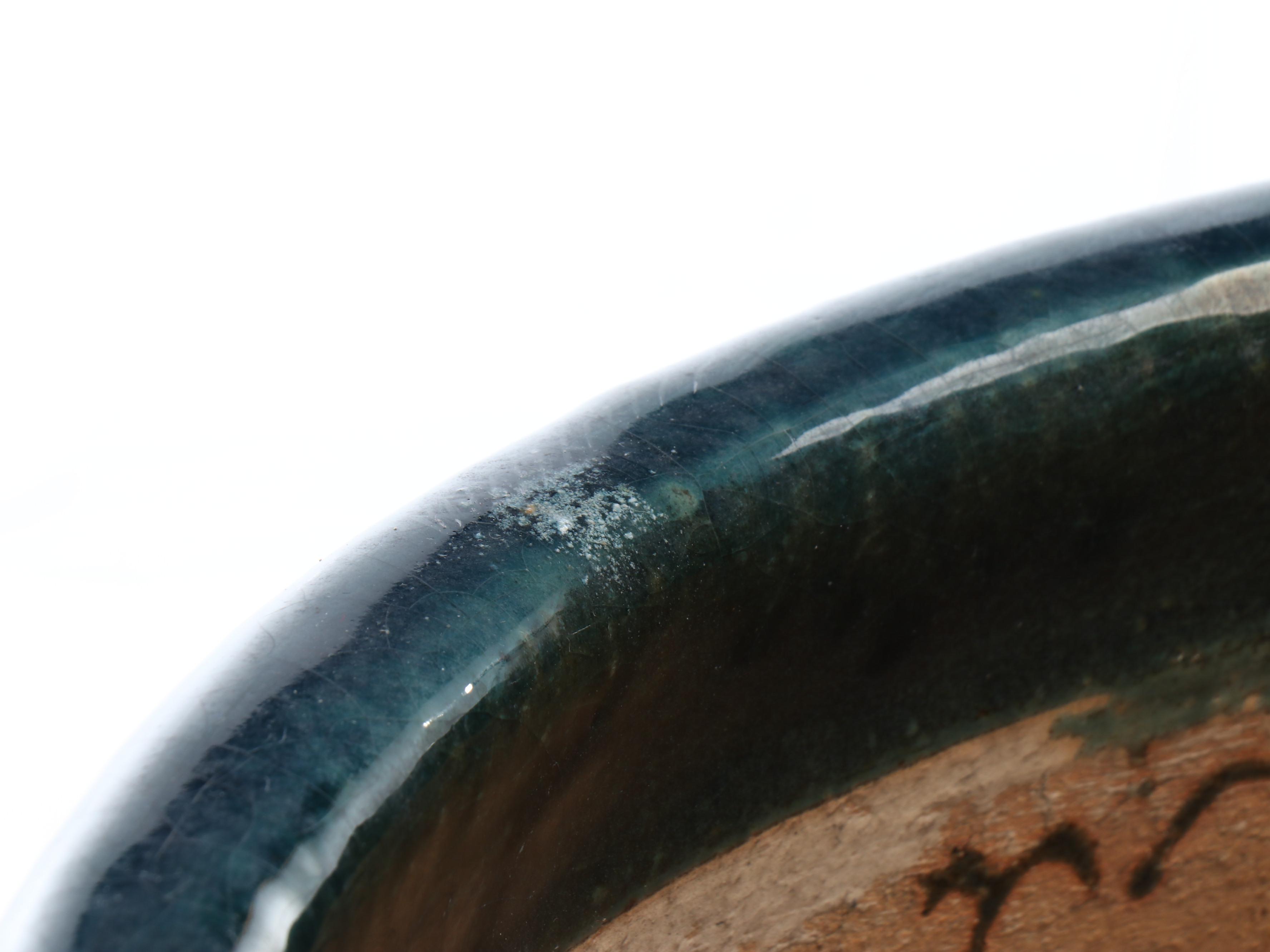 Turquoise Glazed Ceramic Wide Rim Bell Pot Planters