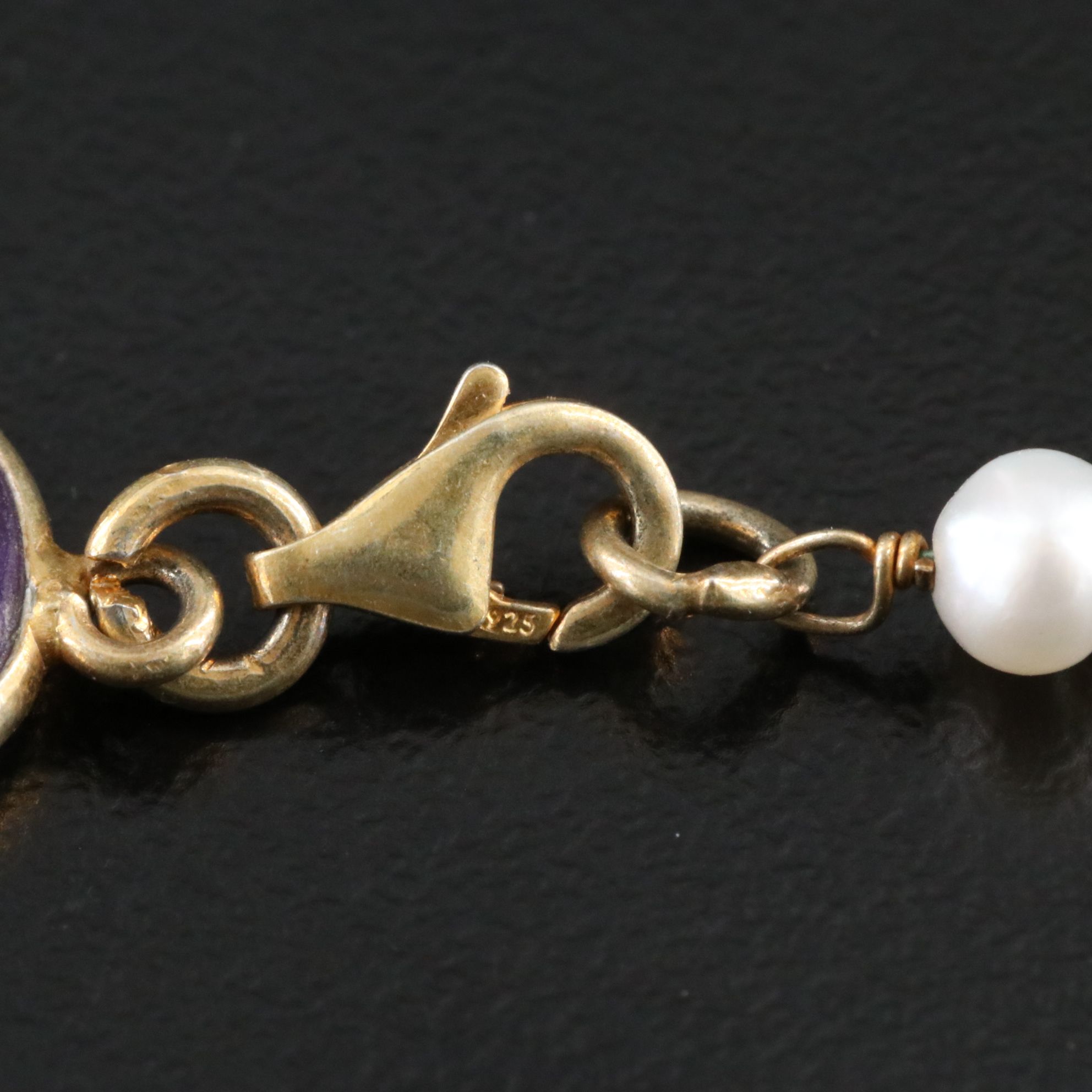 Sterling Amethyst and Pearl Station Necklace