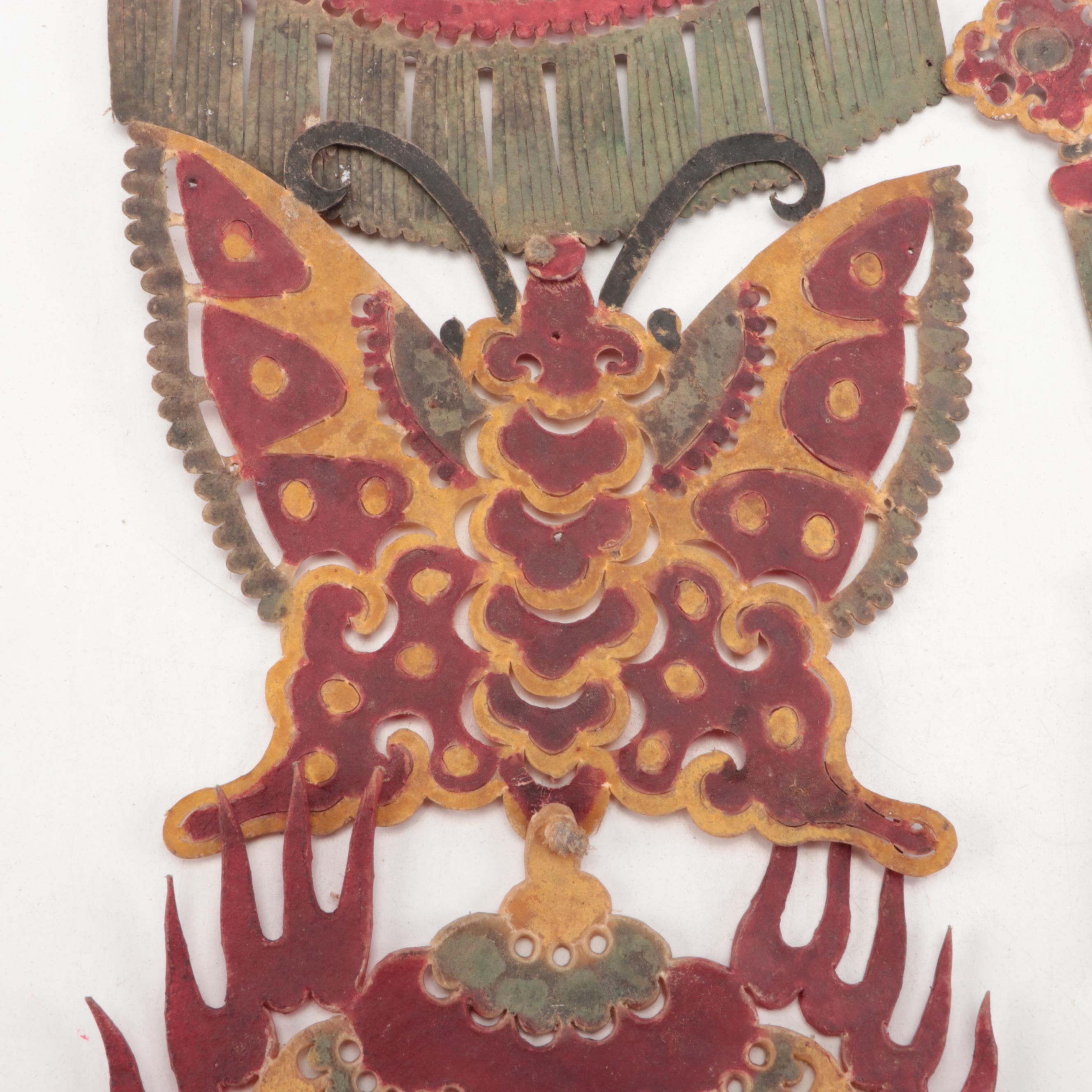 Chinese Butterfly Lantern Vellum Shadow Puppet Prop, Circa 1870