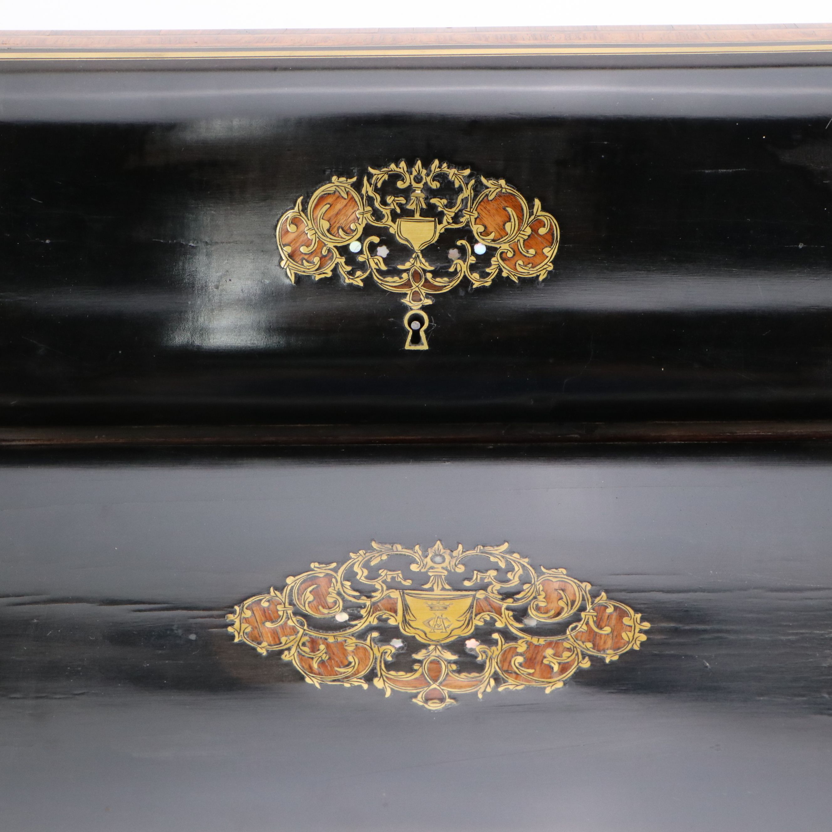 Victorian Lacquerware and Mother-of-Pearl Inlay Writing Desk