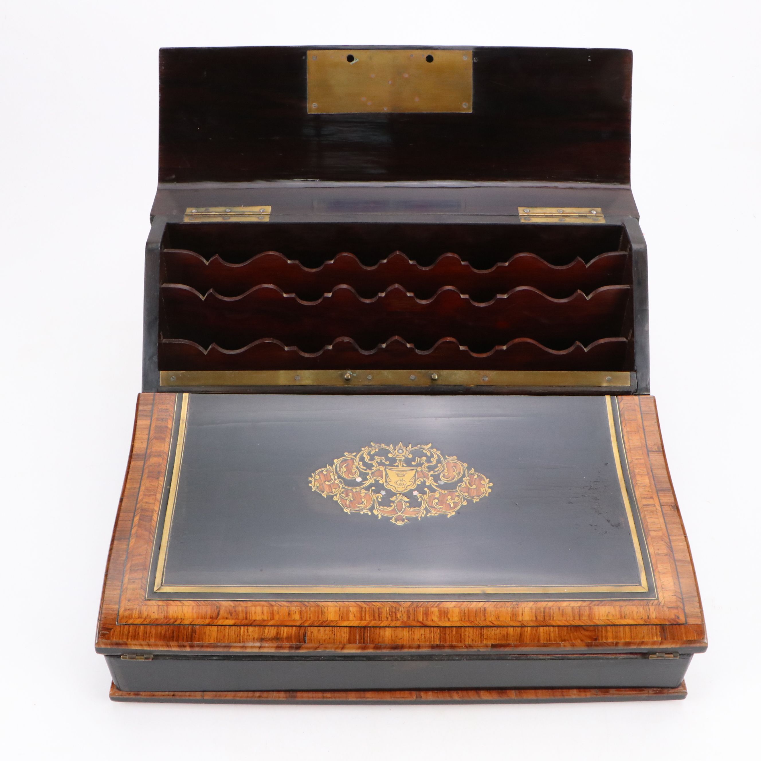 Victorian Lacquerware and Mother-of-Pearl Inlay Writing Desk