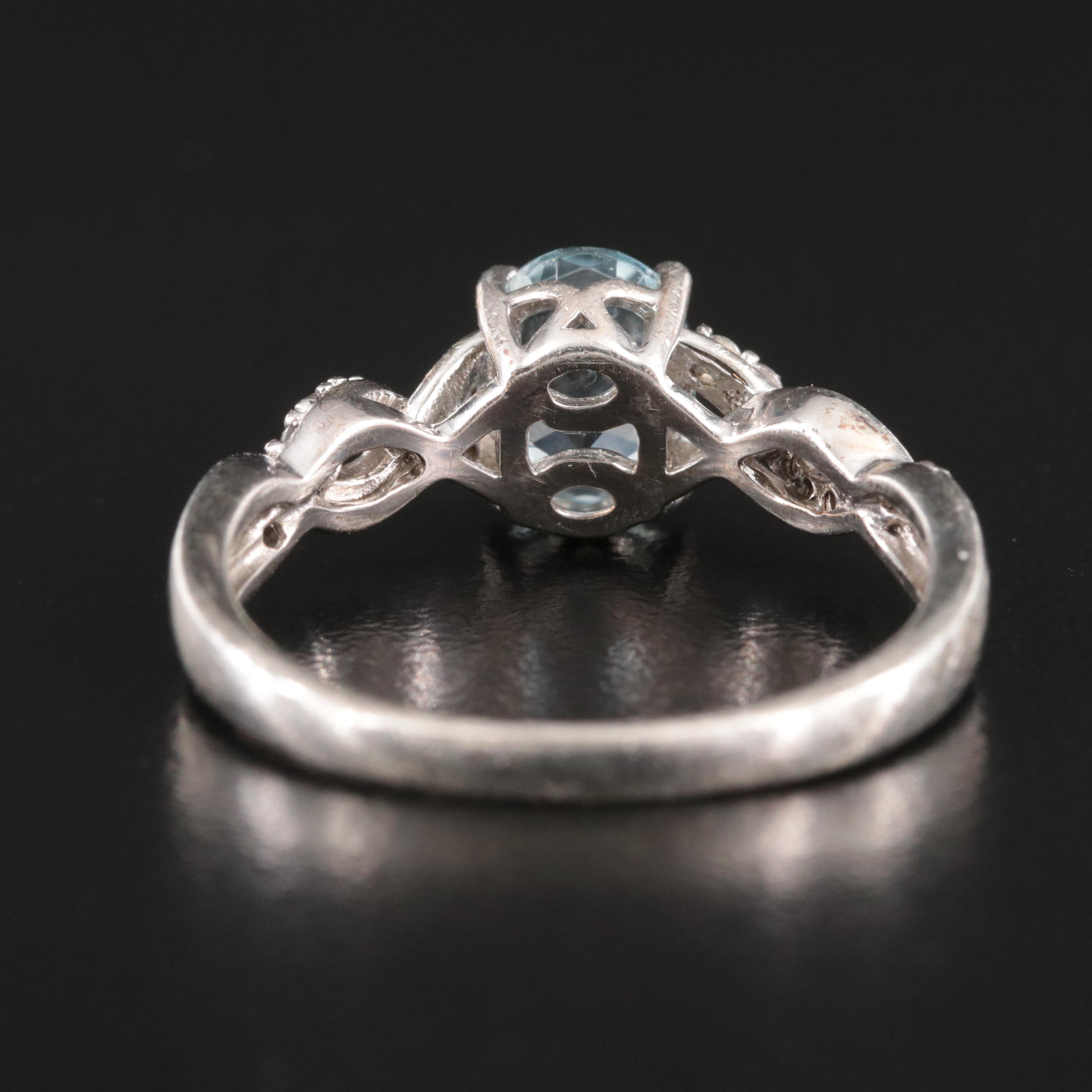 Sterling Aquamarine and White Sapphire Ring