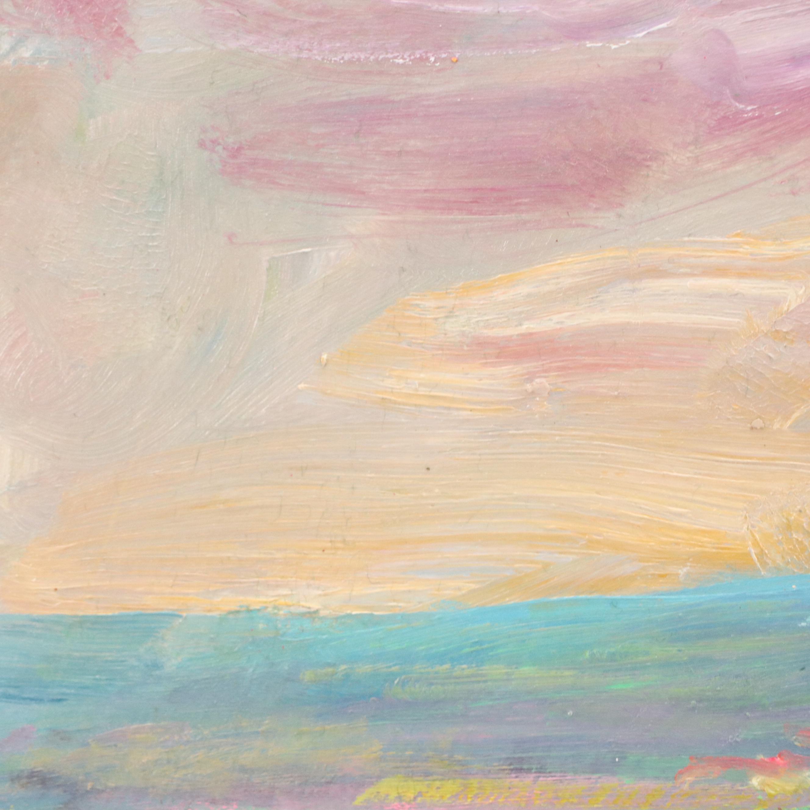 Nino Pippa Oil Painting "Tuscany Landscape with Poppy Field," 2019