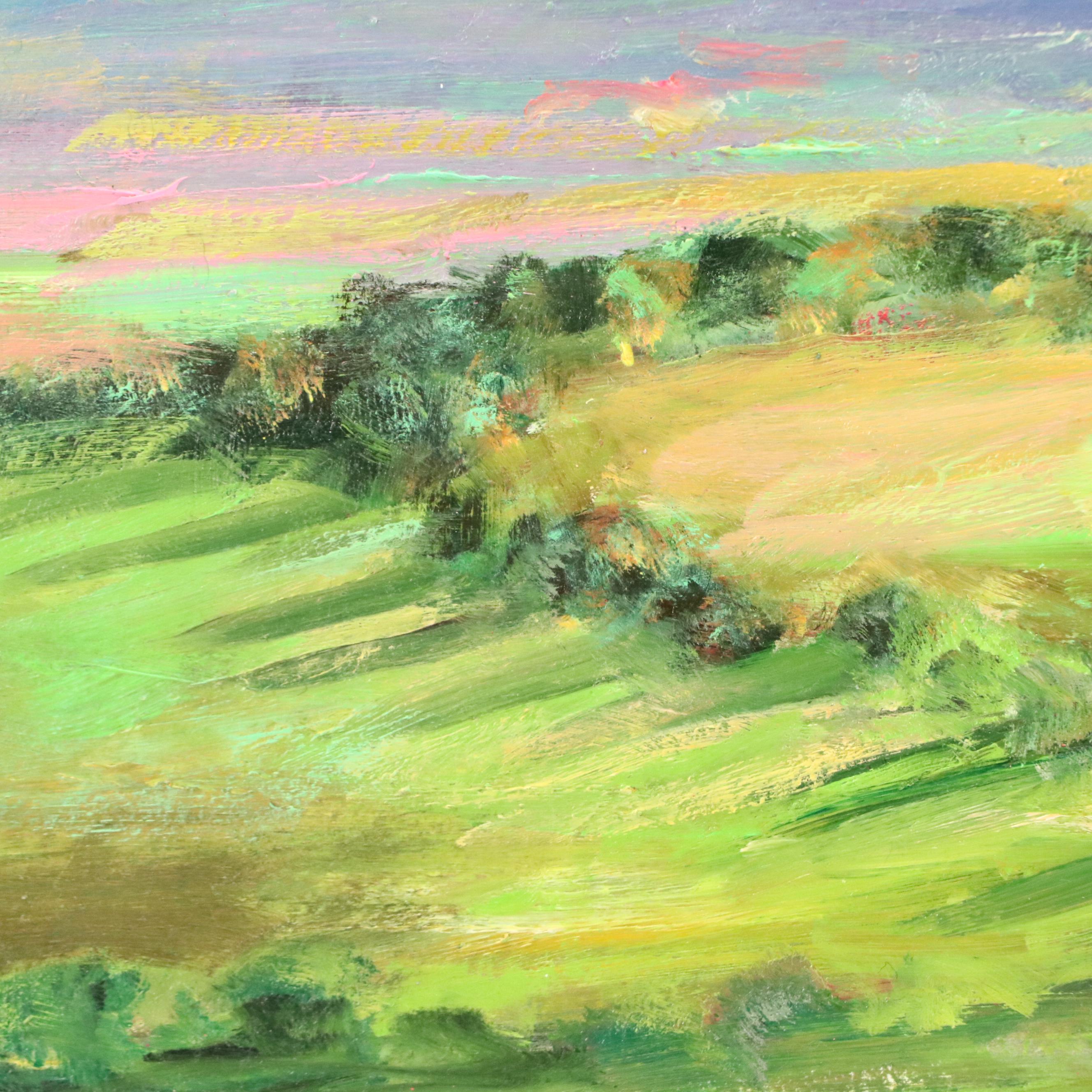 Nino Pippa Oil Painting "Tuscany Landscape with Poppy Field," 2019