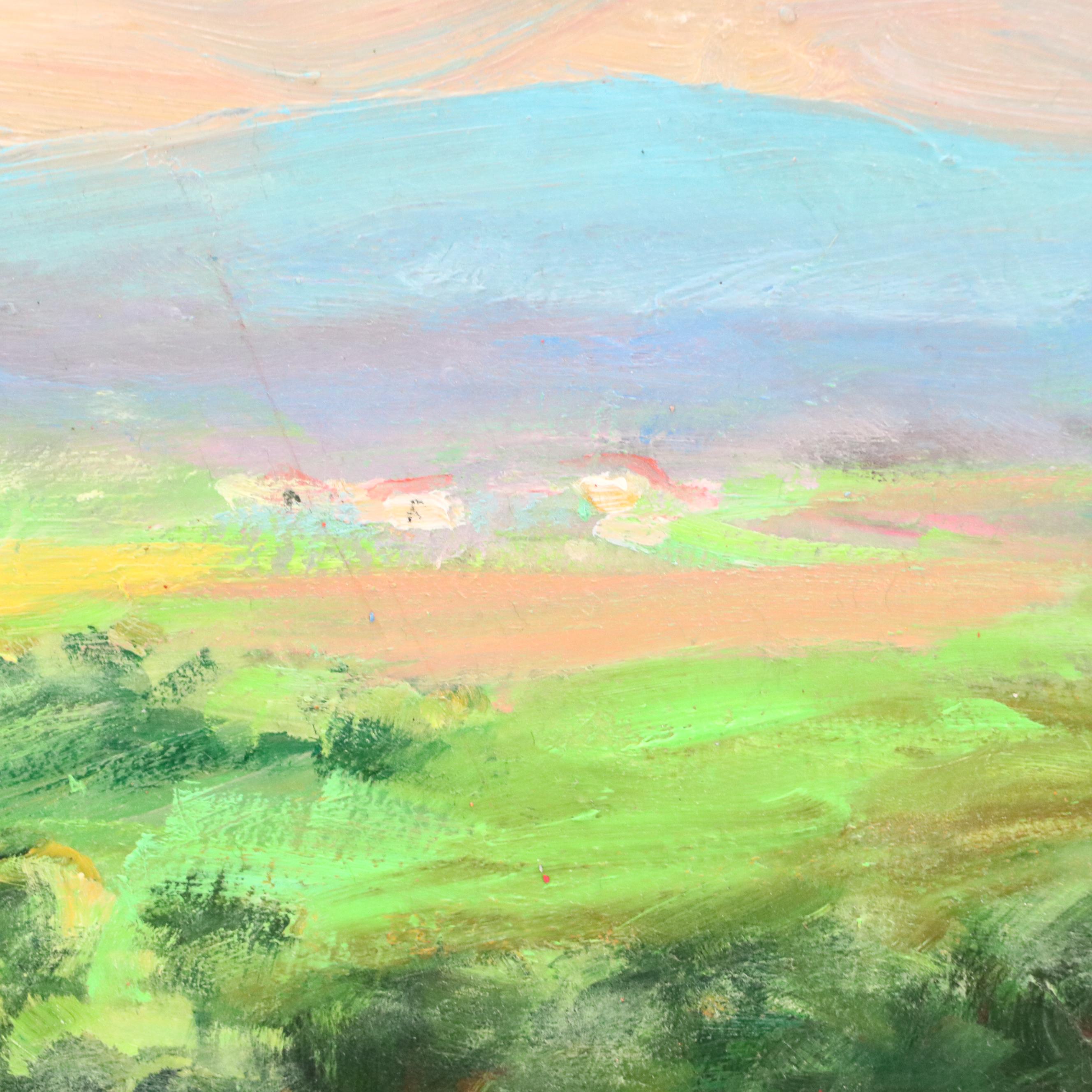 Nino Pippa Oil Painting "Tuscany Landscape with Poppy Field," 2019