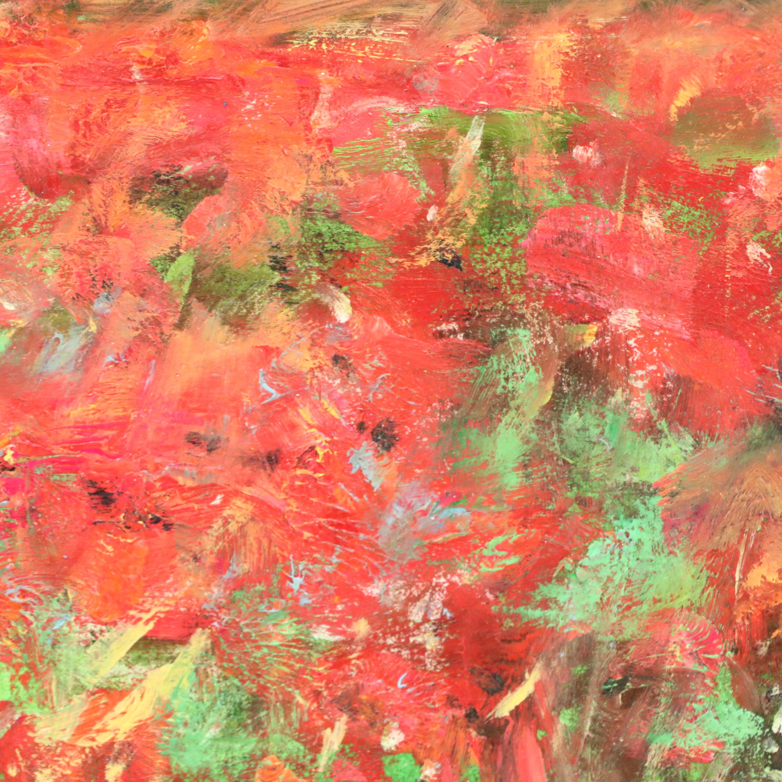 Nino Pippa Oil Painting "Tuscany Landscape with Poppy Field," 2019