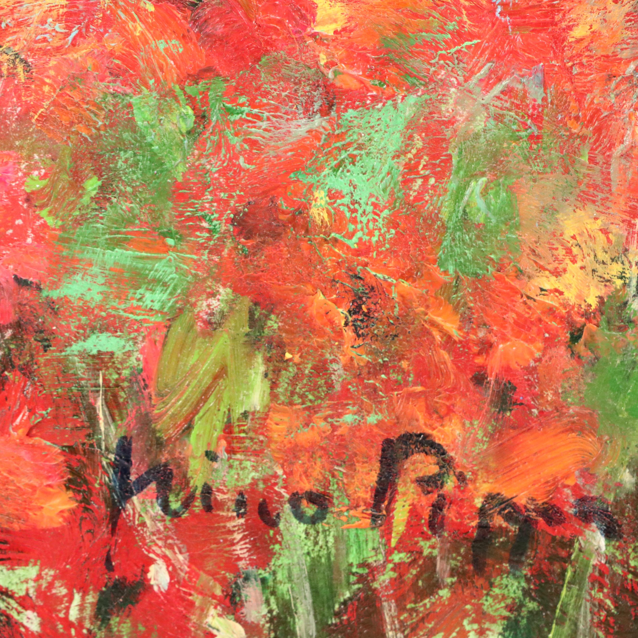 Nino Pippa Oil Painting "Tuscany Landscape with Poppy Field," 2019