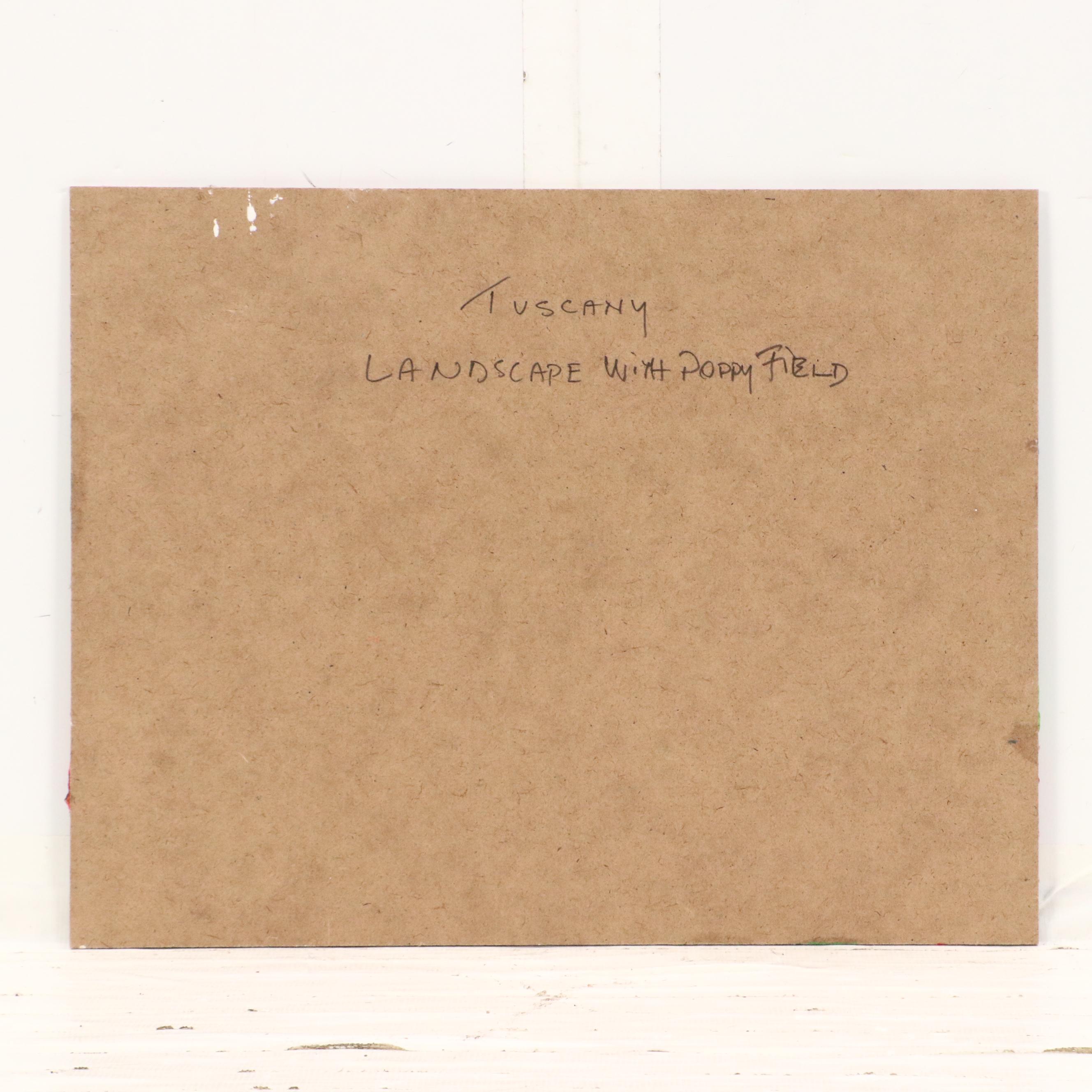 Nino Pippa Oil Painting "Tuscany Landscape with Poppy Field," 2019