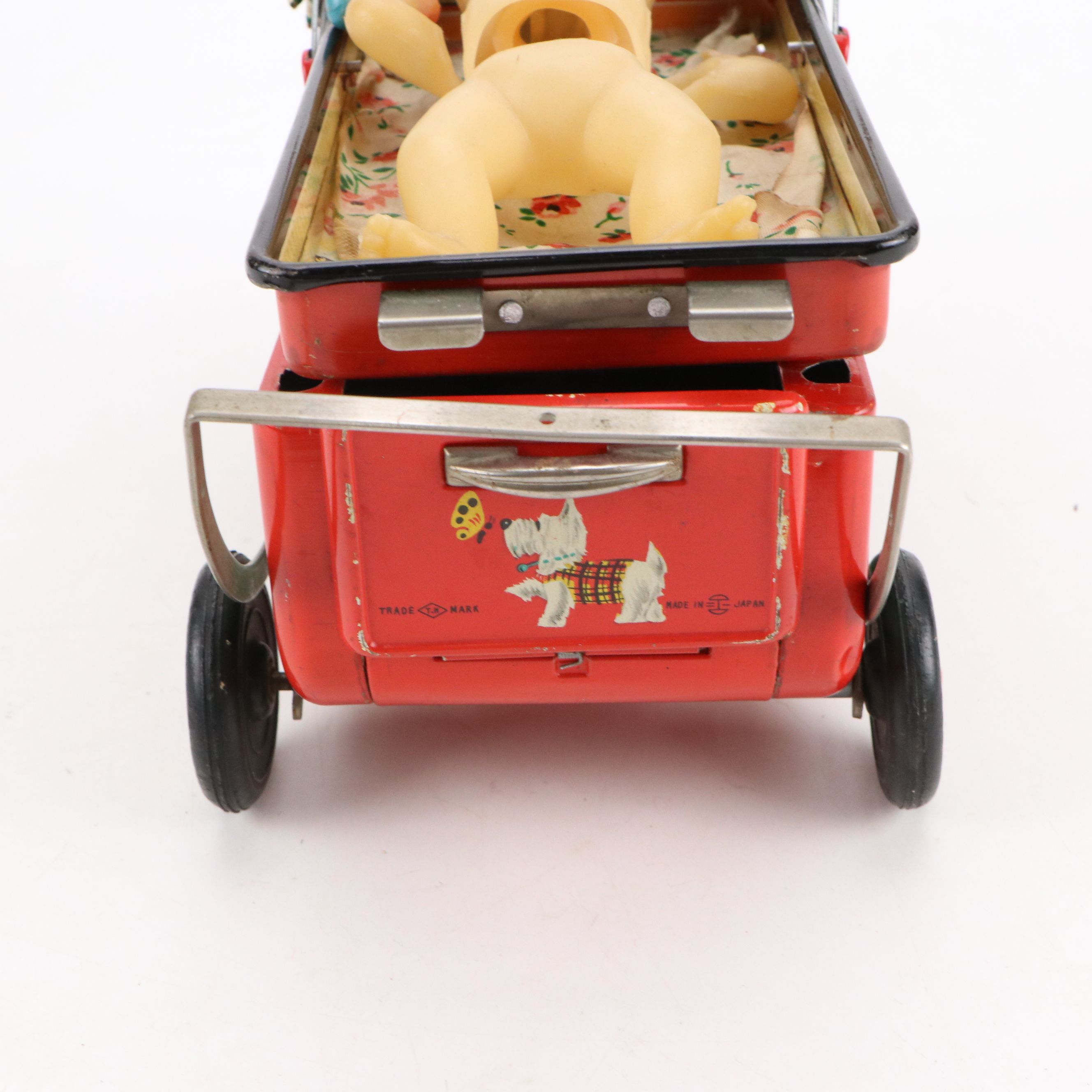 Vintage Vinyl Baby Doll with Tin Carriage