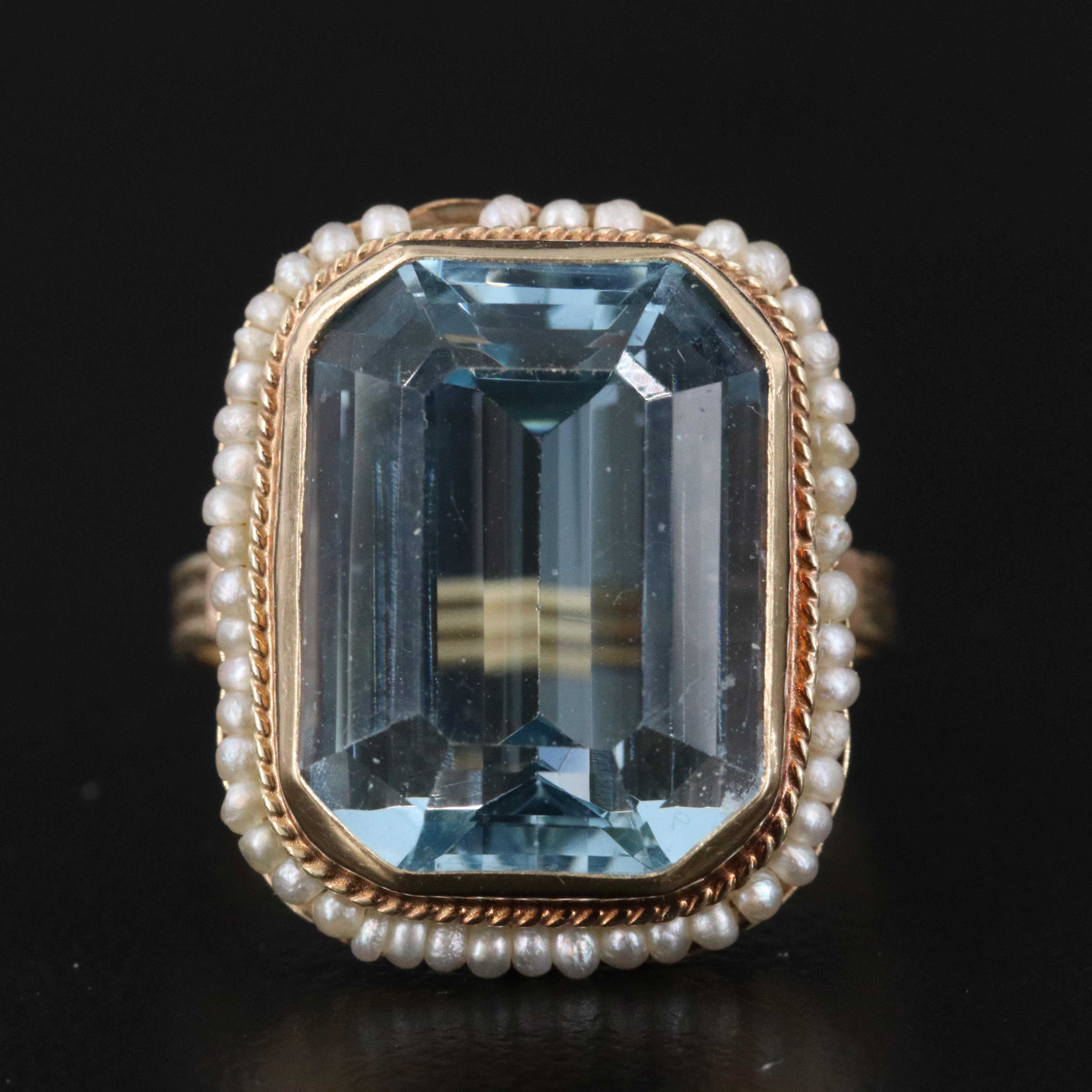 14K Topaz and Seed Pearl Ring