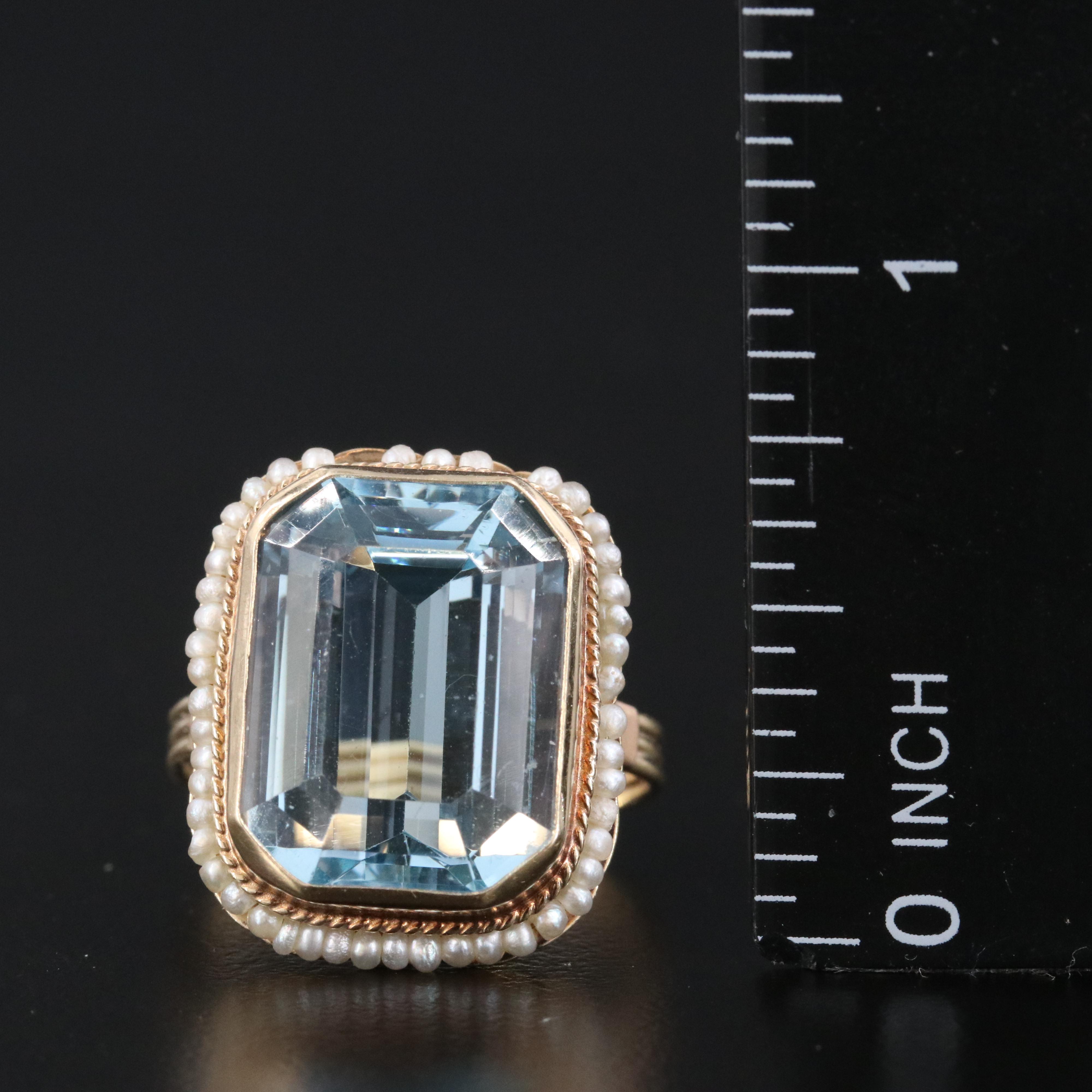 14K Topaz and Seed Pearl Ring