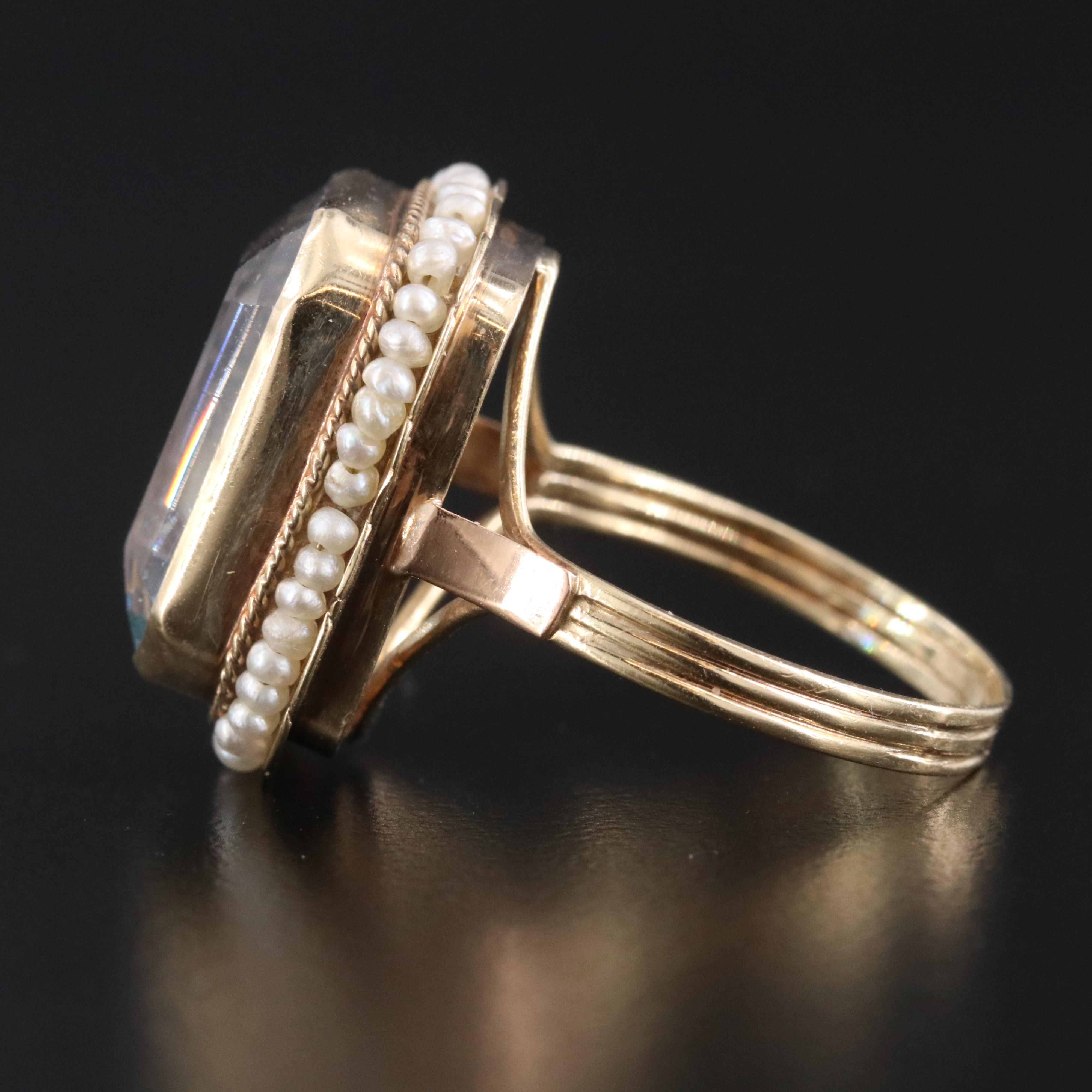 14K Topaz and Seed Pearl Ring