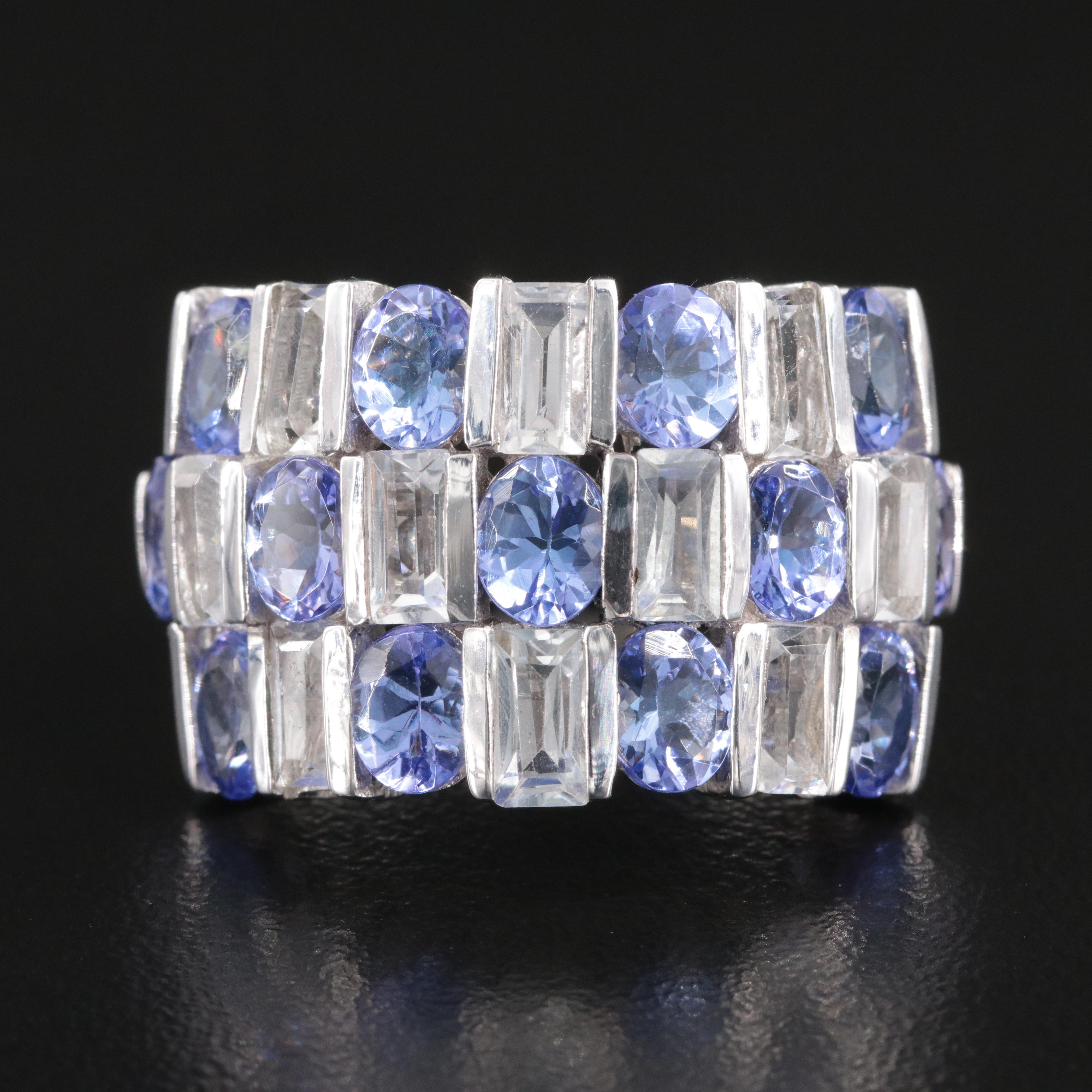 Sterling Tanzanite and White Sapphire Ring