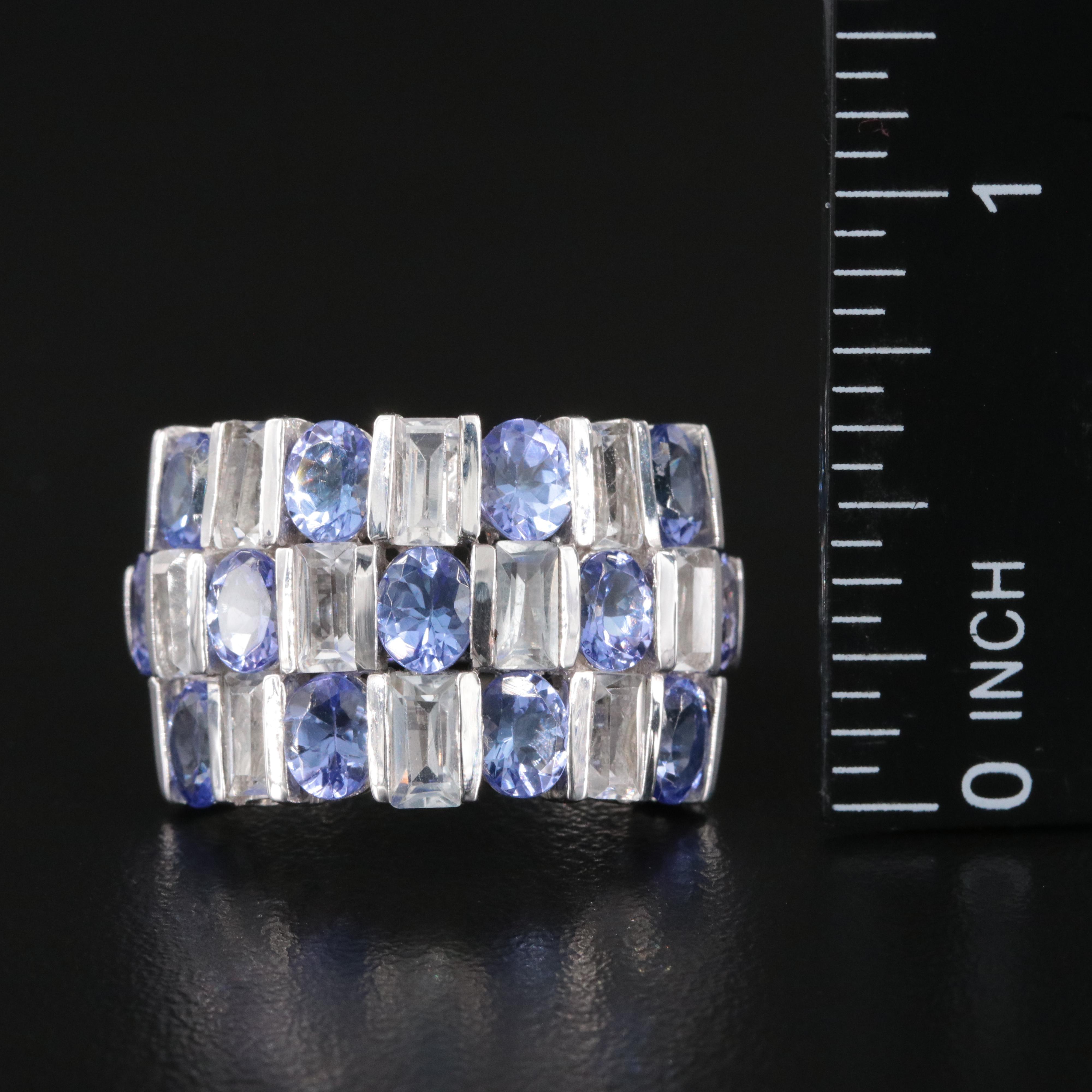 Sterling Tanzanite and White Sapphire Ring