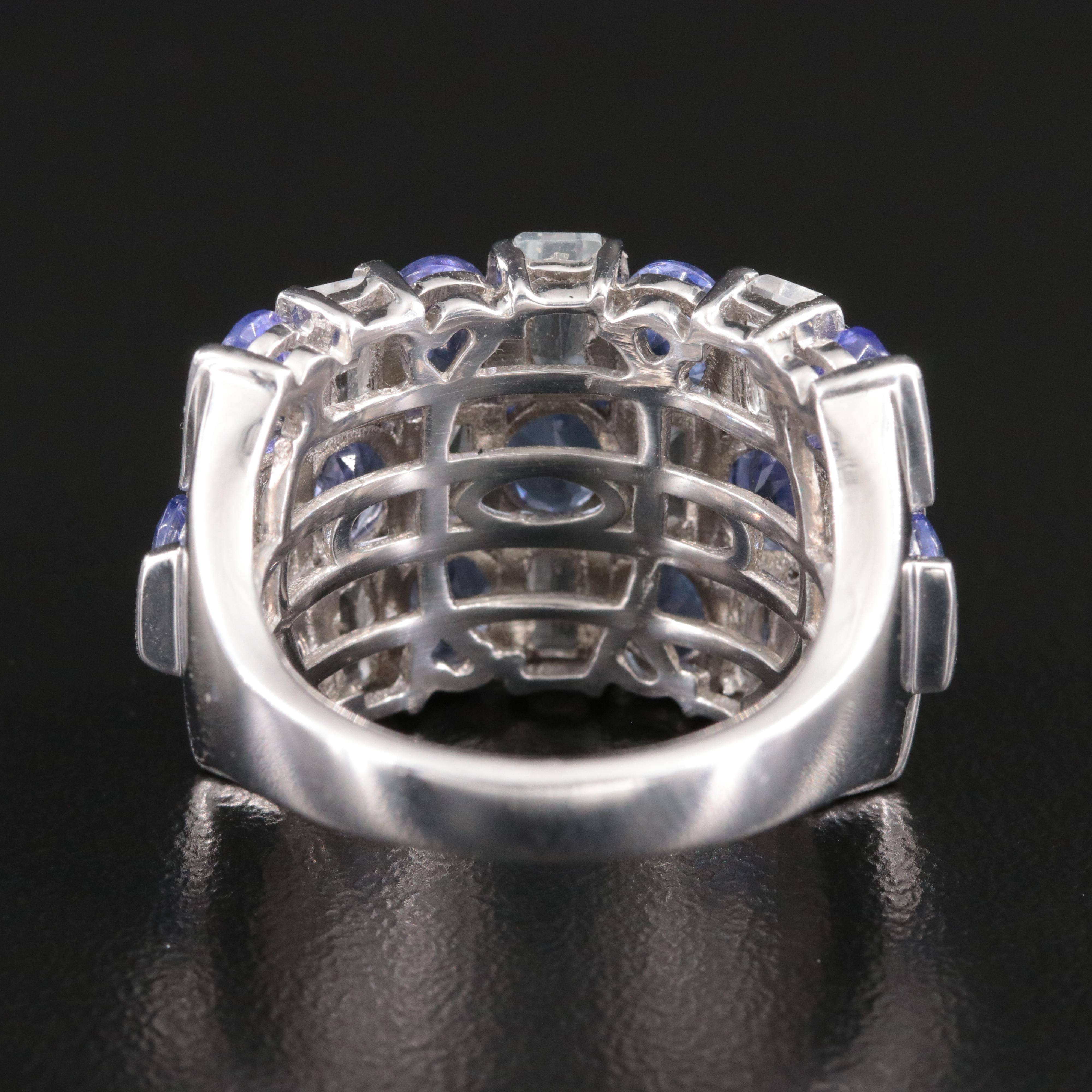 Sterling Tanzanite and White Sapphire Ring