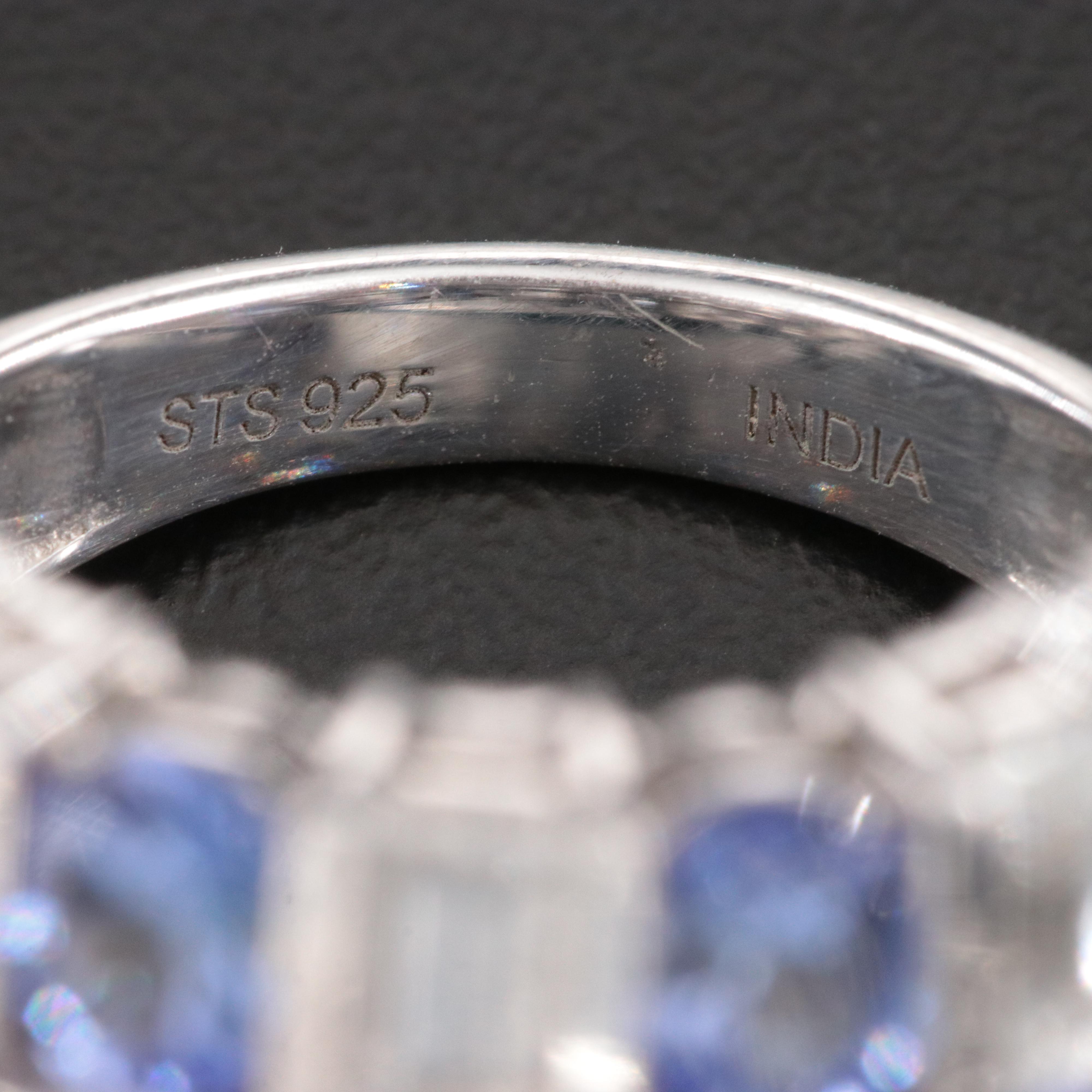 Sterling Tanzanite and White Sapphire Ring