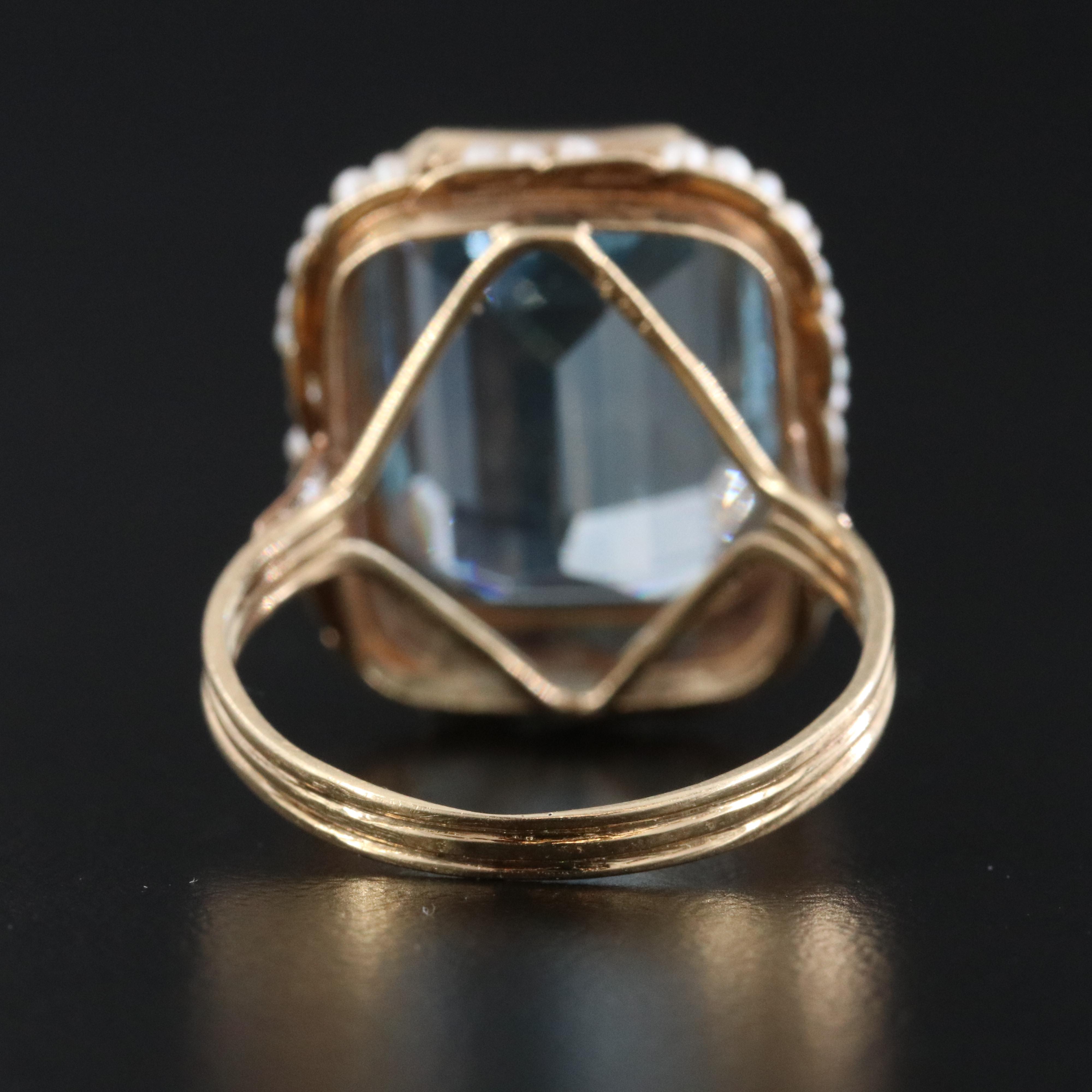 14K Topaz and Seed Pearl Ring