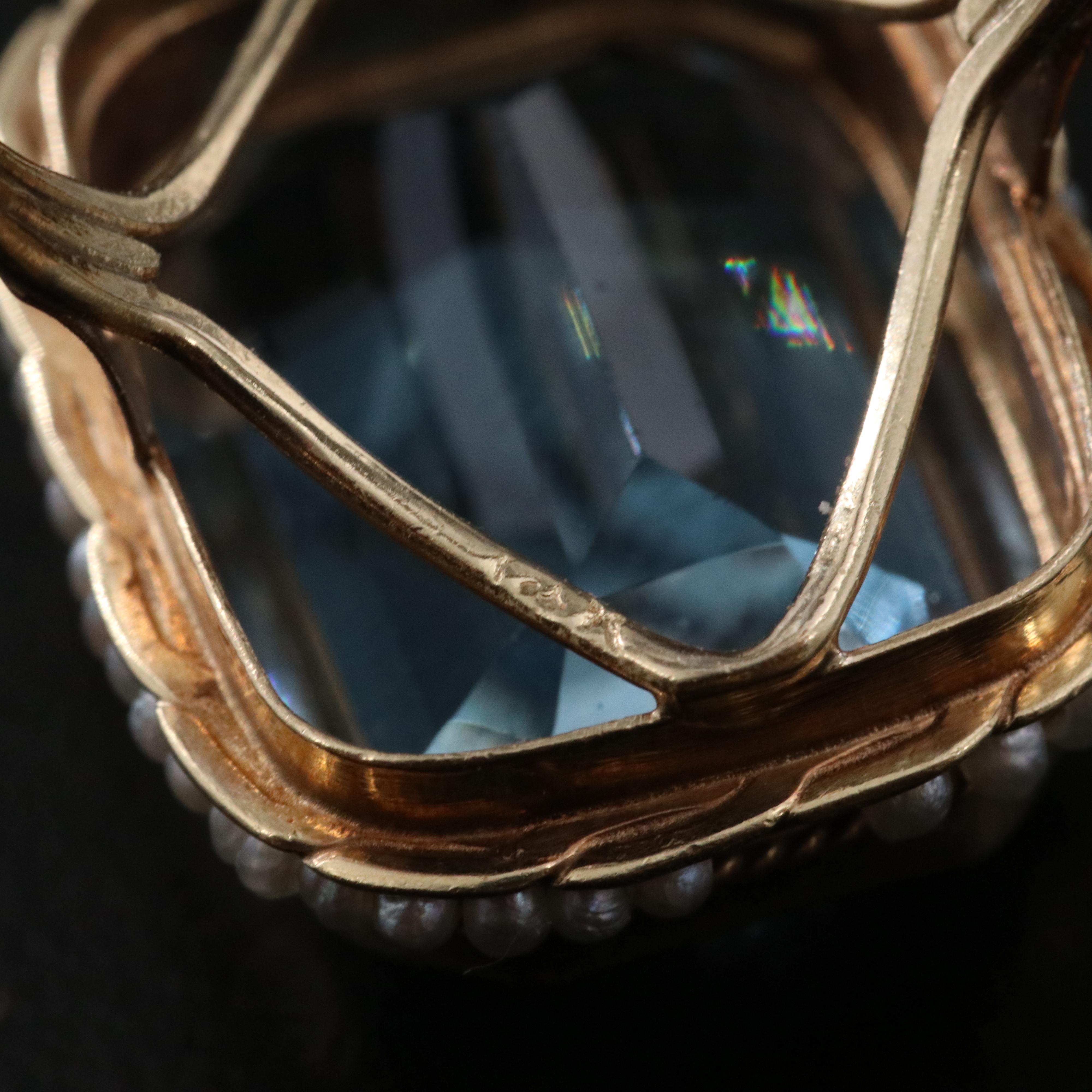 14K Topaz and Seed Pearl Ring