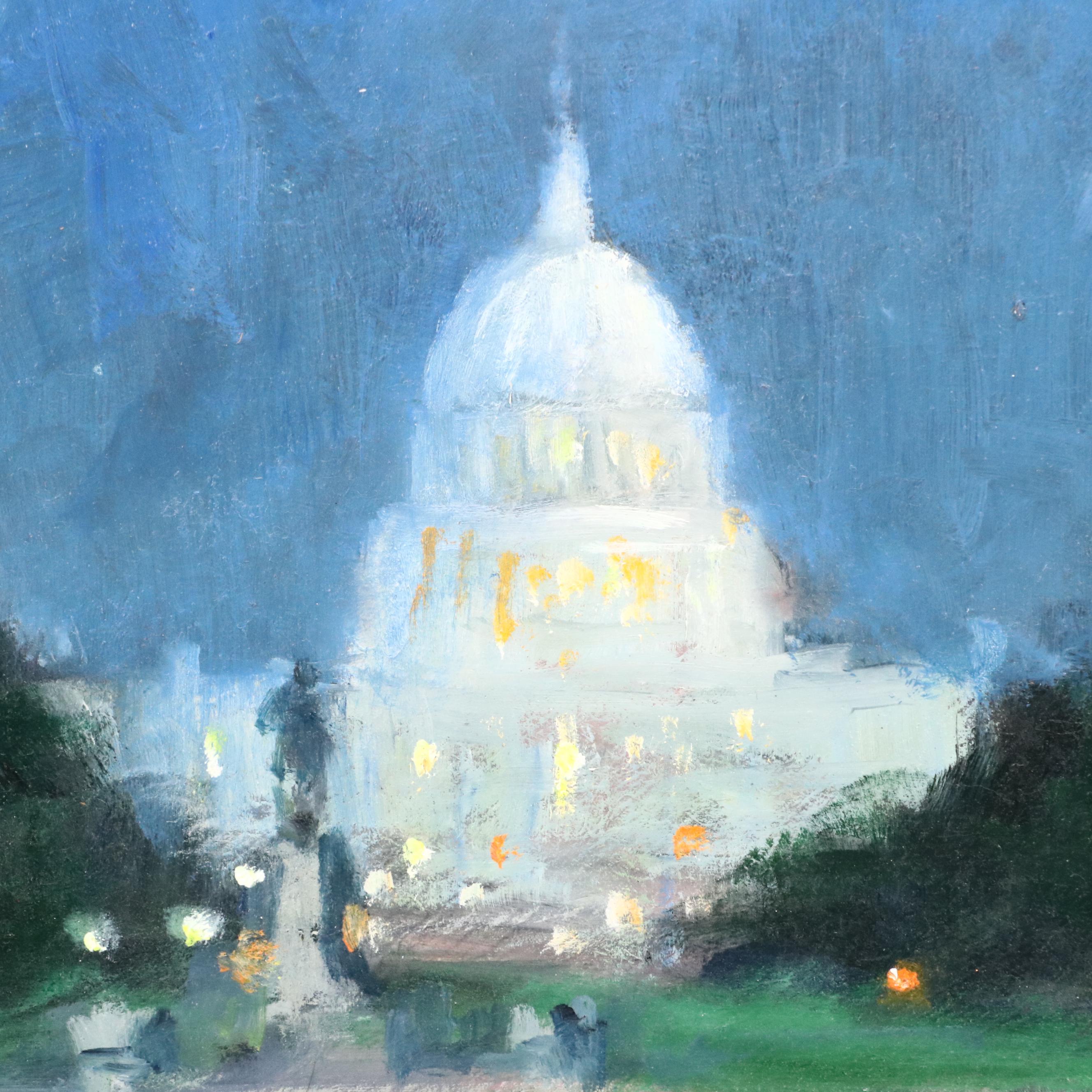 Nino Pippa Oil Painting "Full Moon on Capitol Hill," 2018