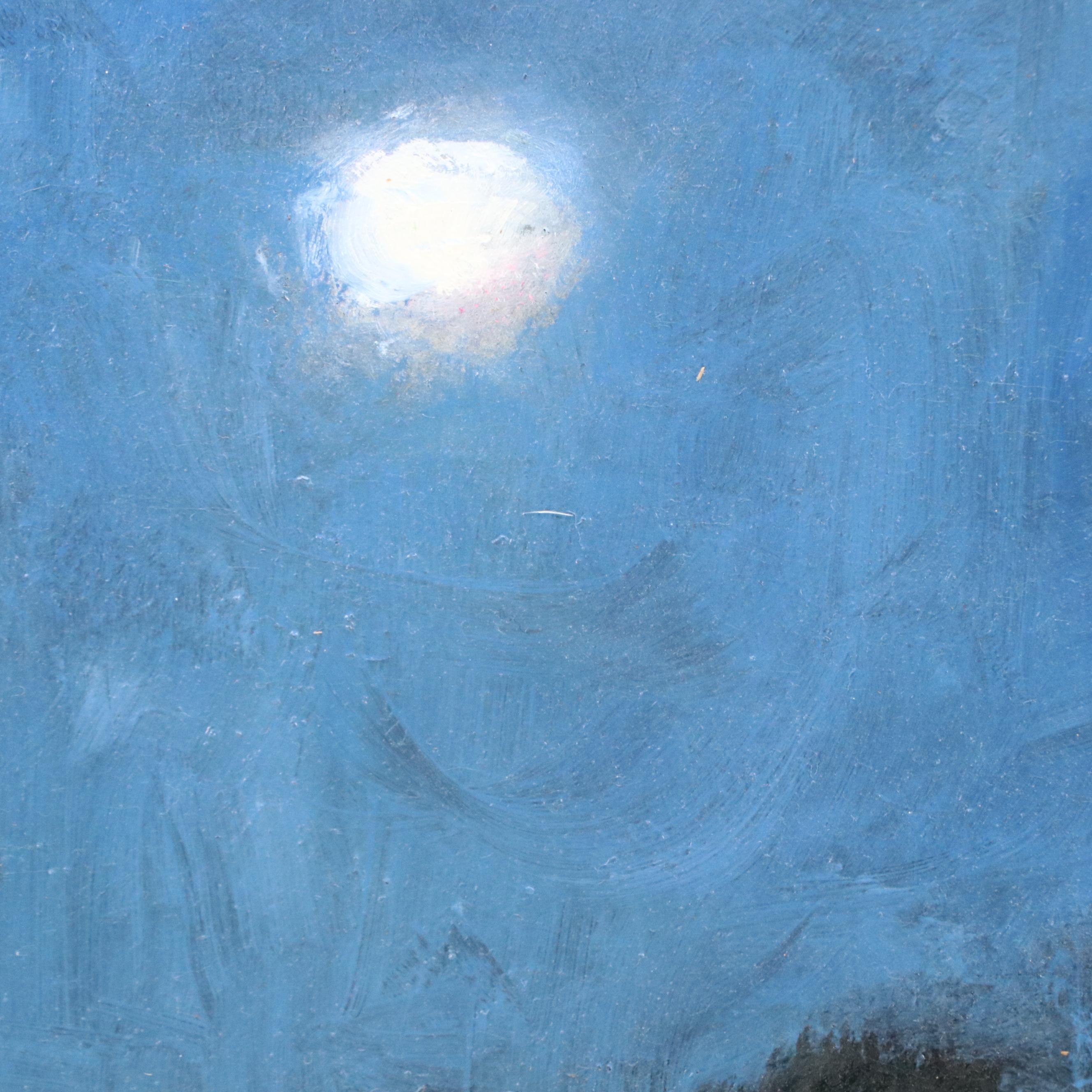 Nino Pippa Oil Painting "Full Moon on Capitol Hill," 2018