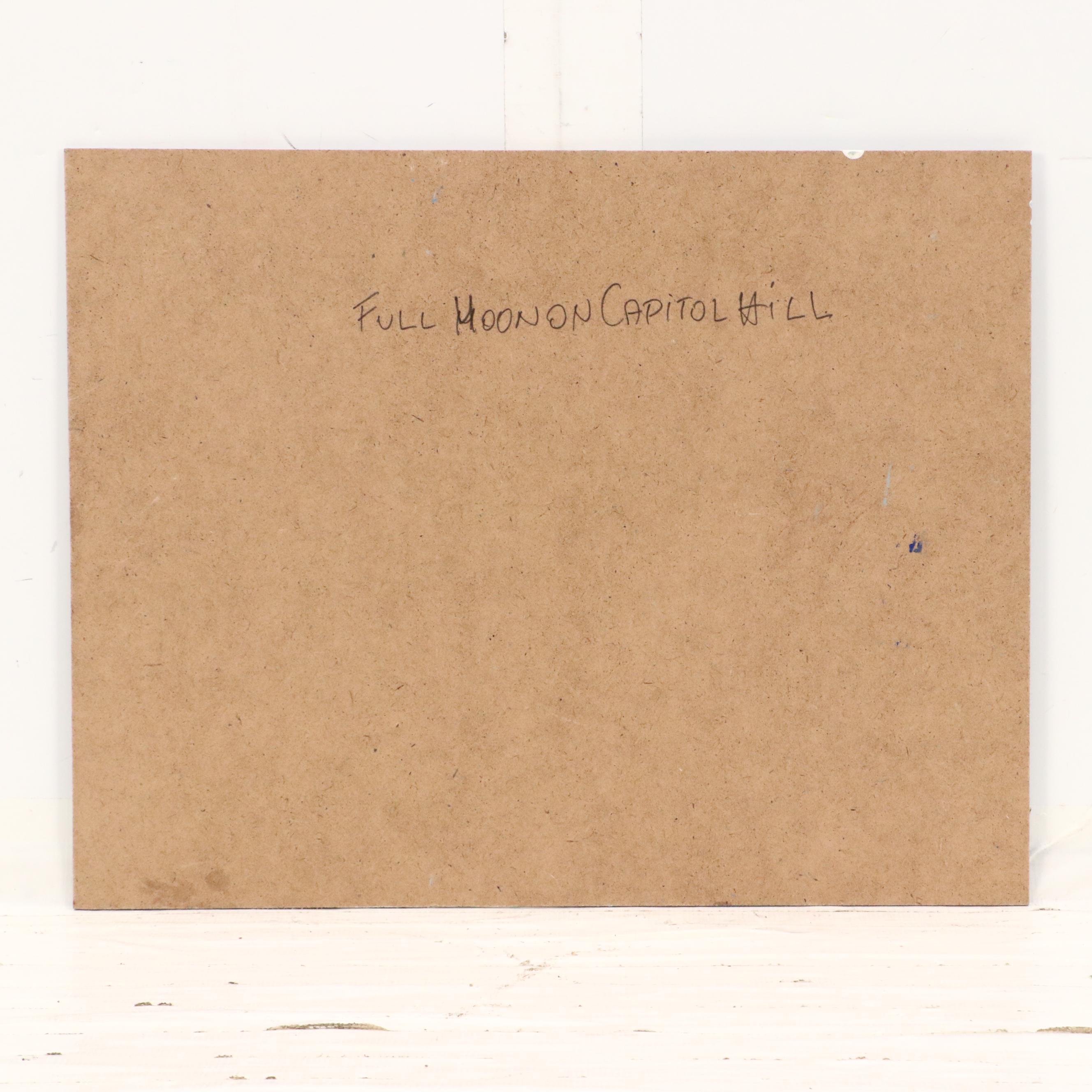 Nino Pippa Oil Painting "Full Moon on Capitol Hill," 2018