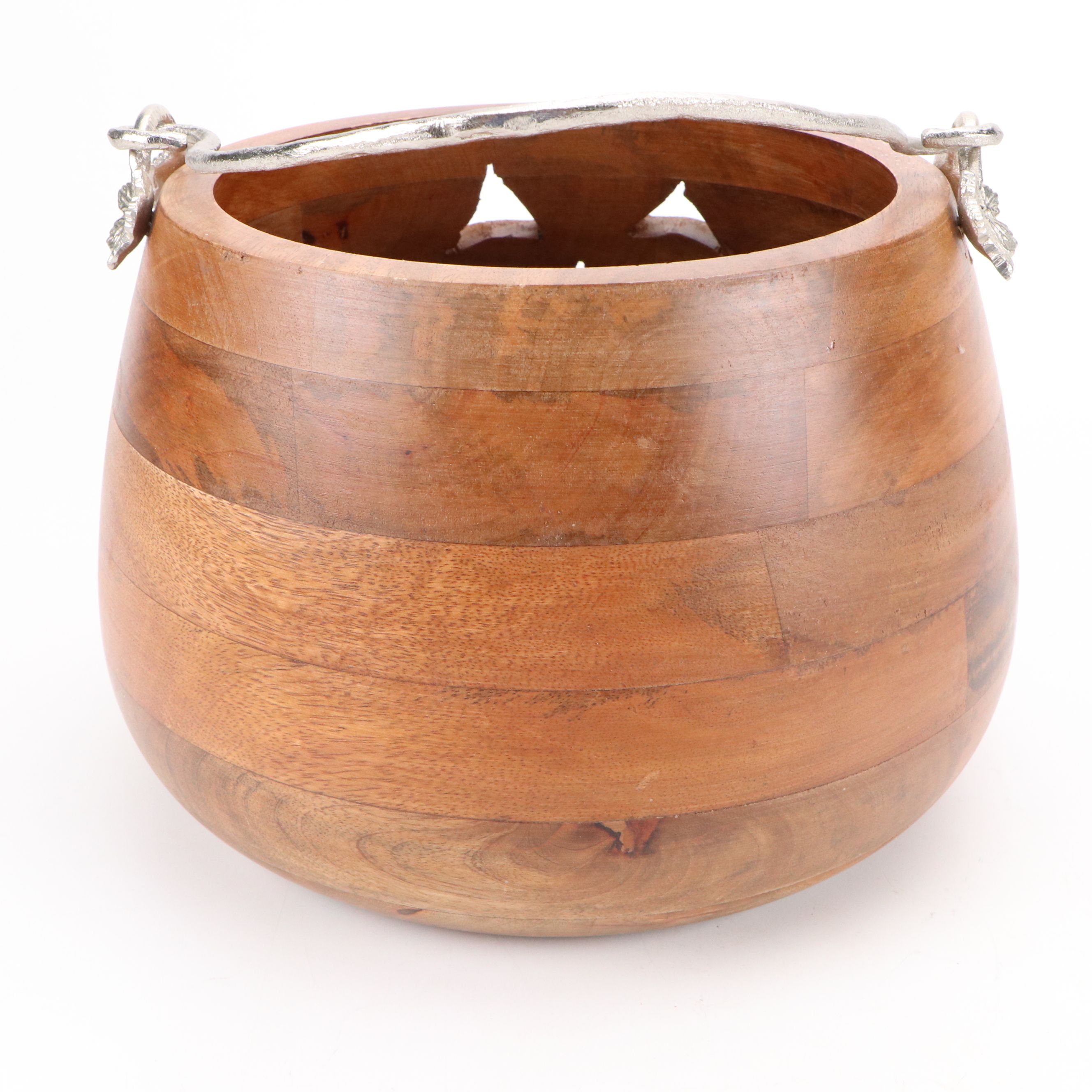 Segmented Wood Jack-O-Lantern Basket with Other Decor